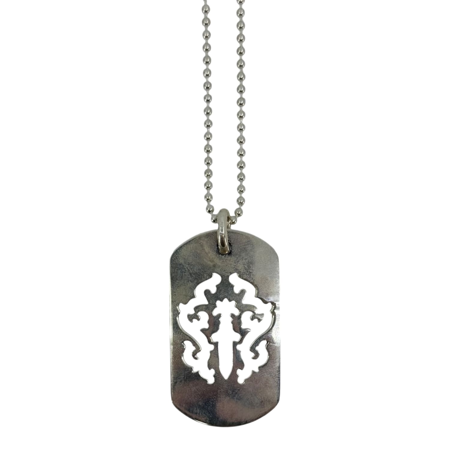 Chrome Hearts Silver Vine Dagger Cutout Dog Tag Pendant