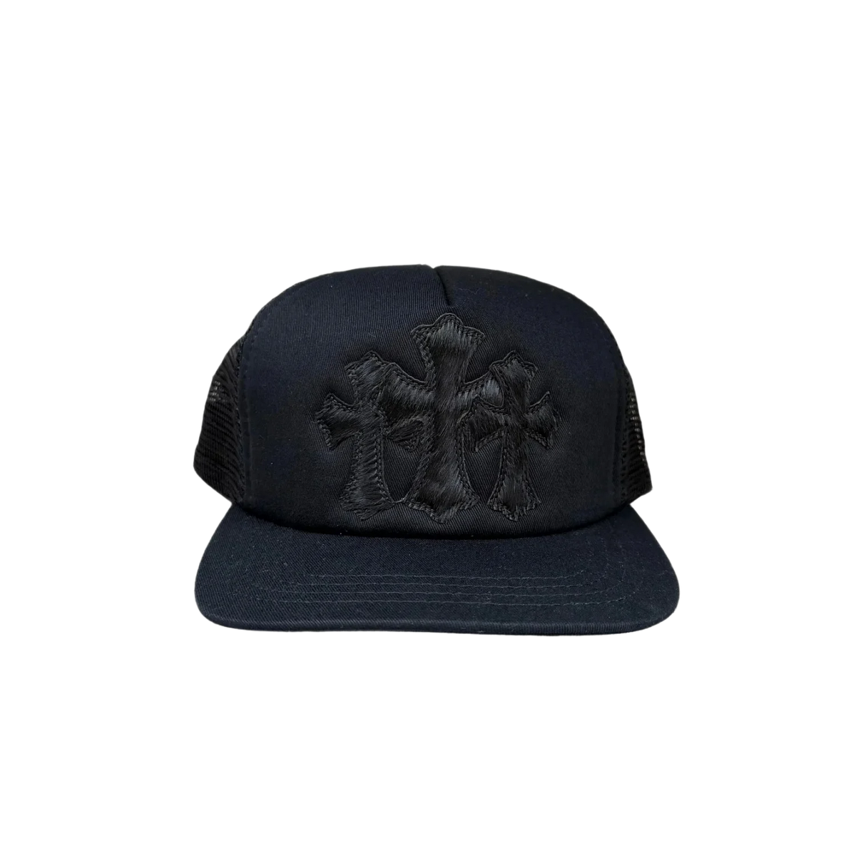 Chrome Hearts Triple Cross Cemetery Hat Pony Hair Black