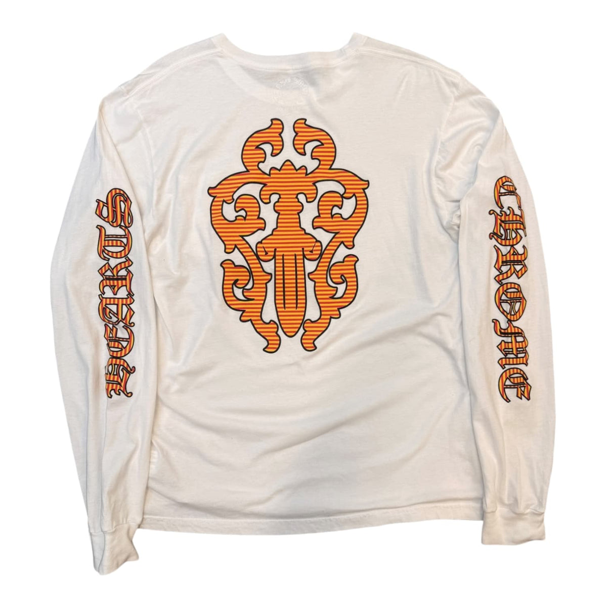 Chrome Hearts Yellow Dagger Script White Long Sleeve Tee
