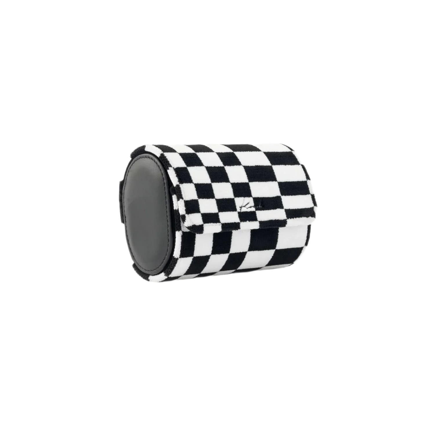 KRUK Black & White Pasha Checkered 2-Watch Travel & Storage Case