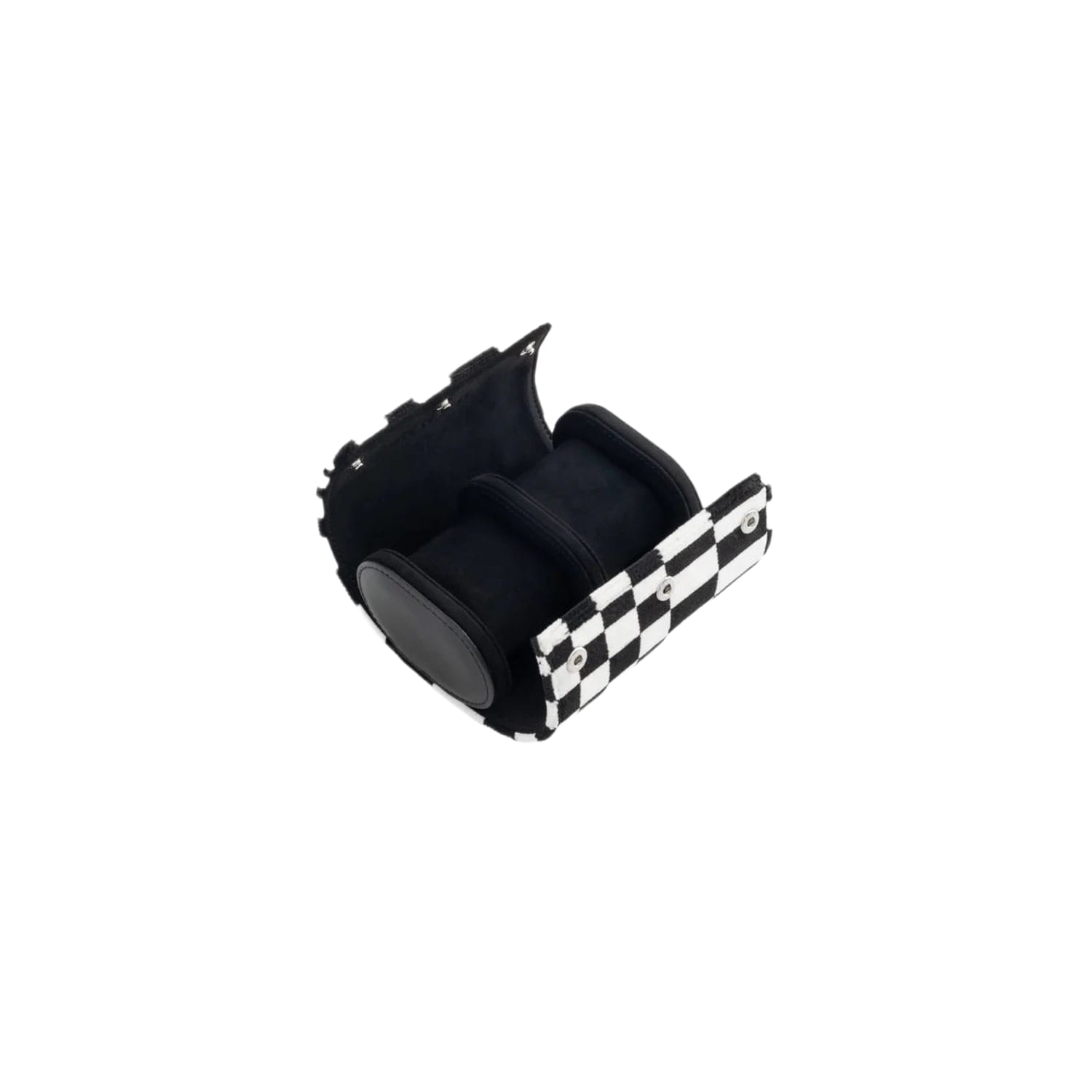 KRUK Black & White Pasha Checkered 2-Watch Travel & Storage Case