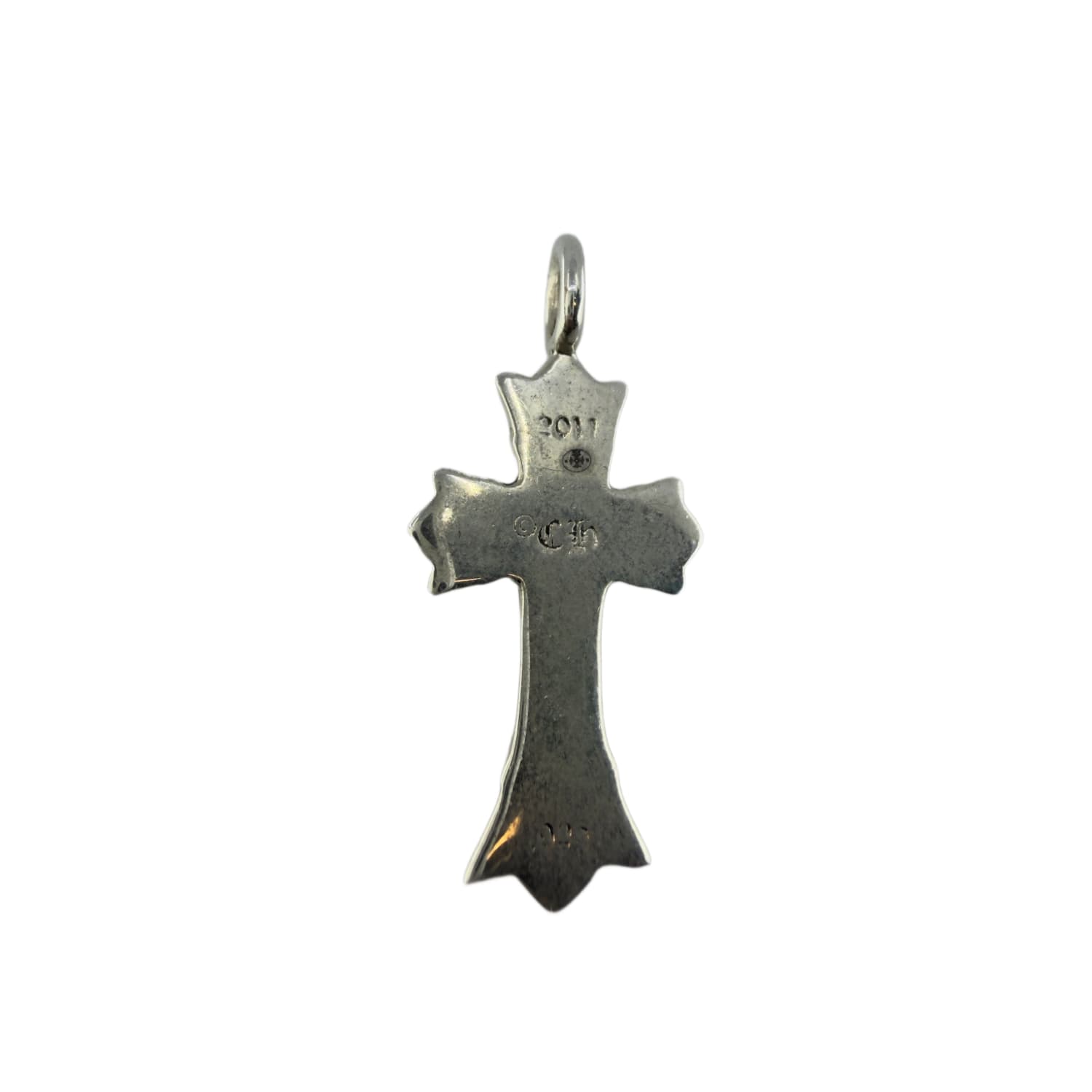 Chrome Hearts Silver Diamond Double Cross Pendant