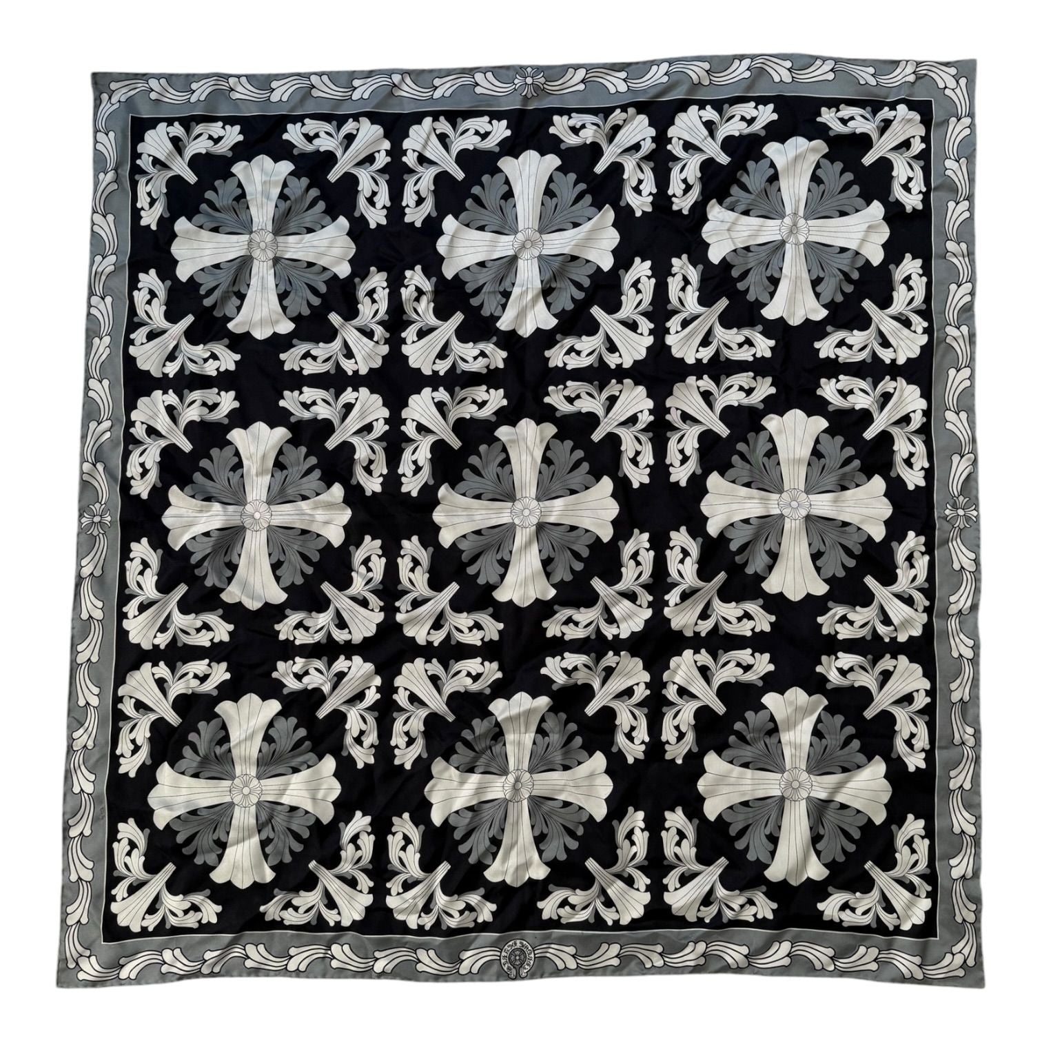 Chrome Hearts Cross Ceiling Silk Scarf Black/Grey/White