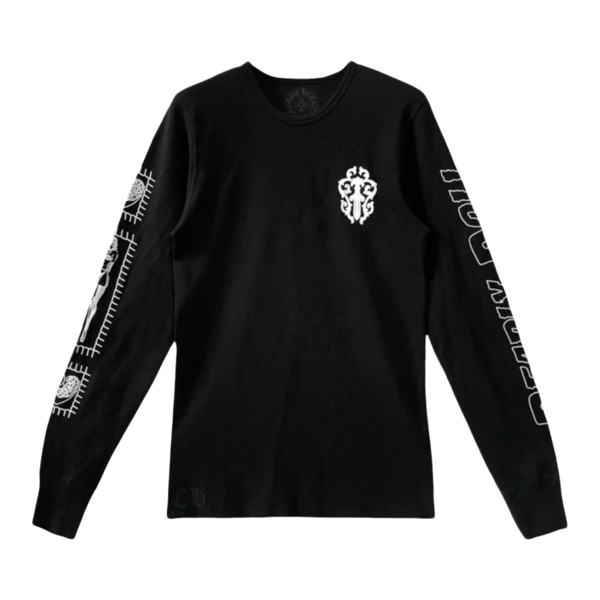 Chrome Hearts Deadly Doll Horseshoe Waffle Thermal Long Sleeve Tee Black