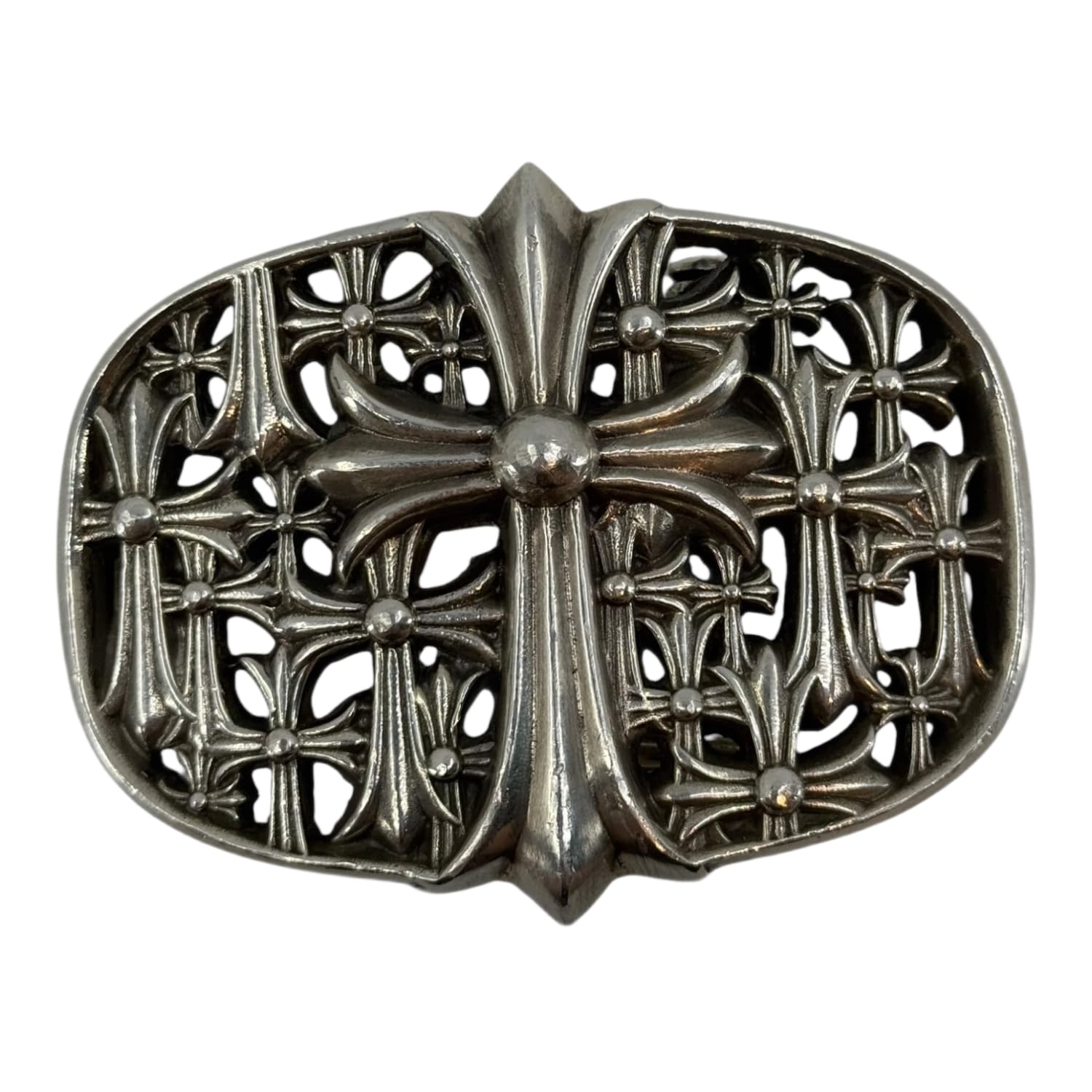 Chrome Hearts Silver Cemetery Cross Belt Buckle