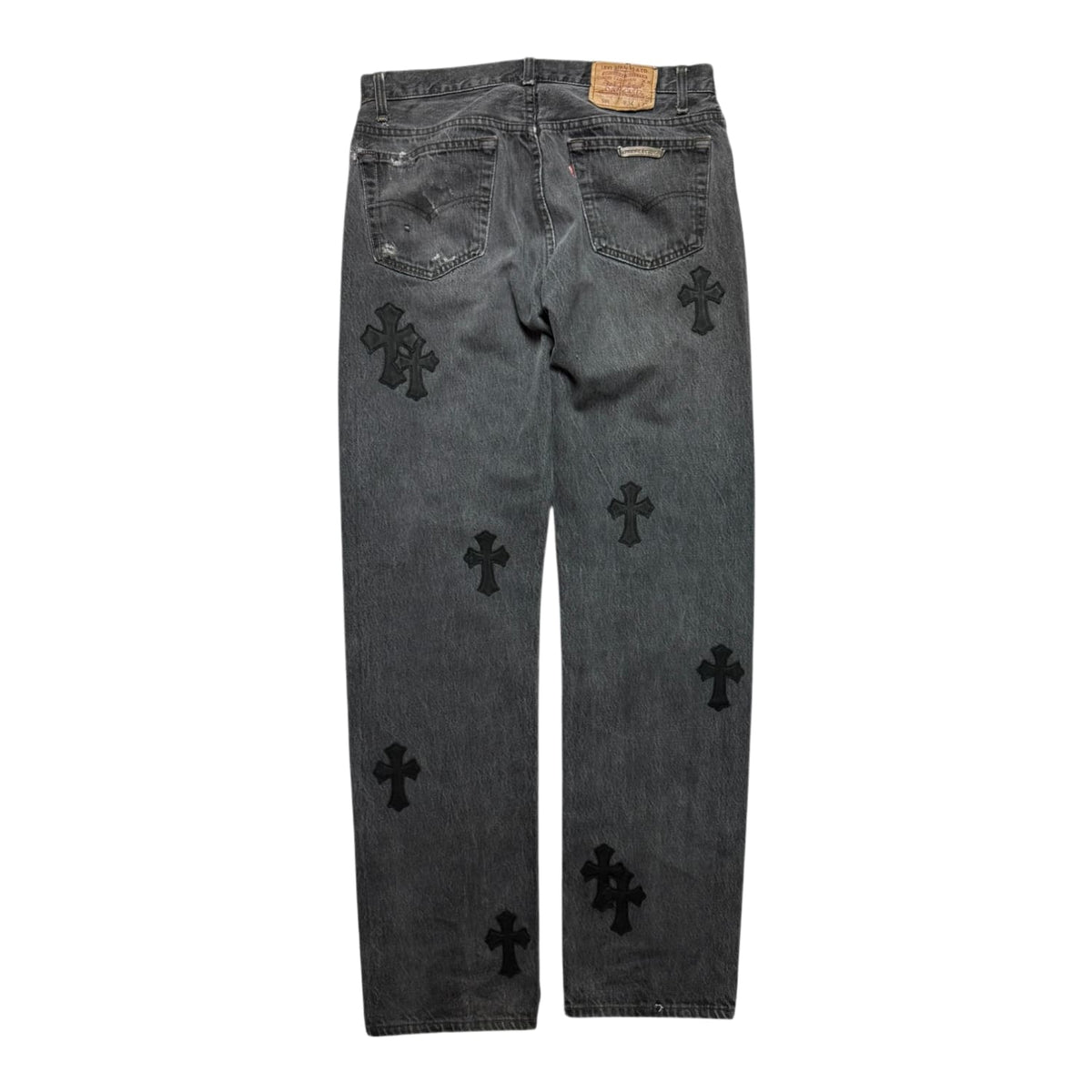 Chrome Hearts Vintage Levi's 501 Black Cross Patch Jeans Grey