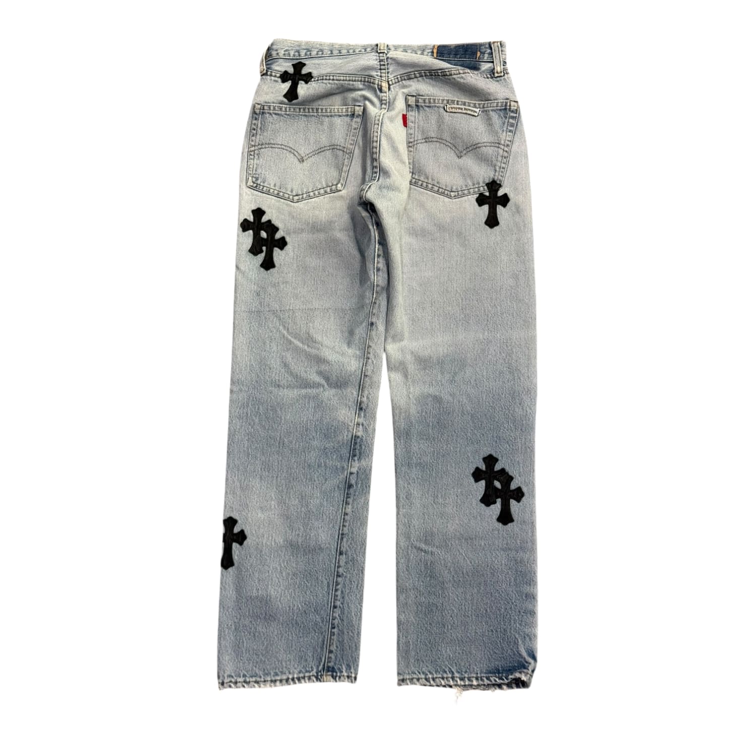 Chrome Hearts Levi’s 501 Cross Patch Jeans Light Wash