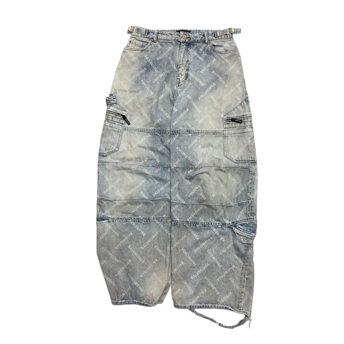 Balenciaga Bal Diagonal Allover Cargo Pants Dirty Blue