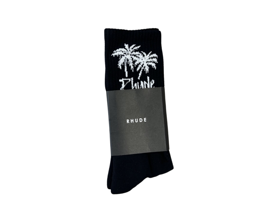 Rhude Palm Trees Socks Black
