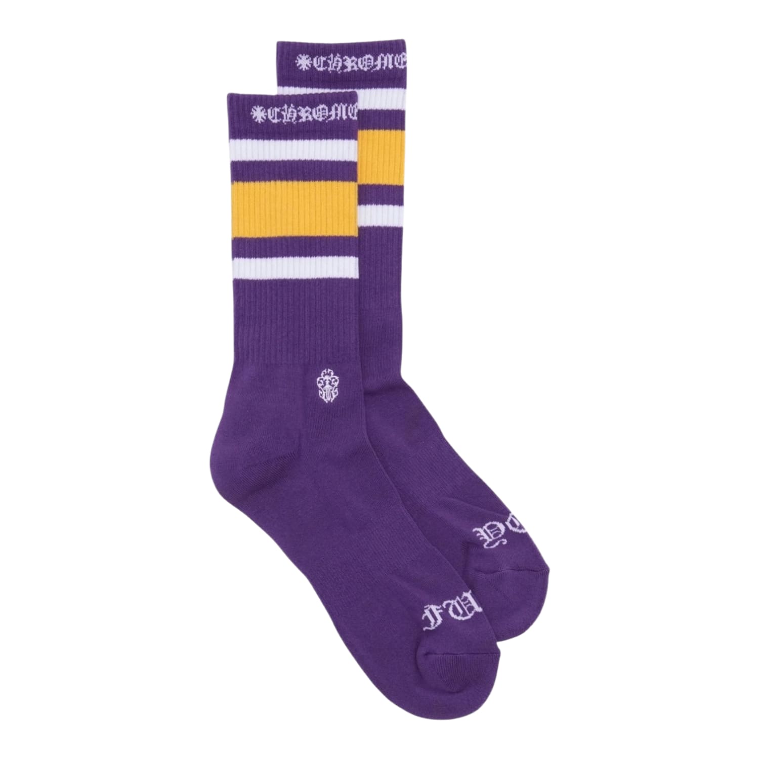 Chrome Hearts Fuck You Striped Socks Purple/Yellow