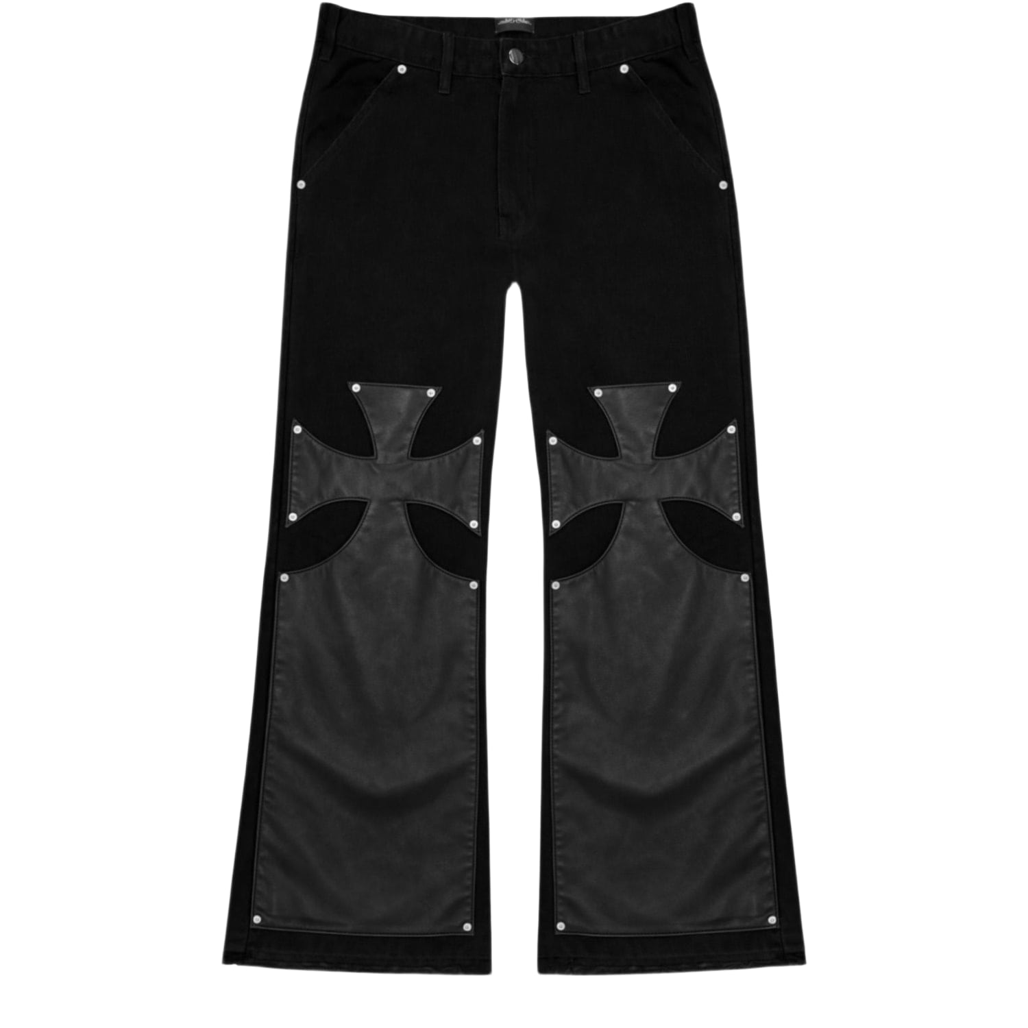 77 Studios Half Leather Denim Pants