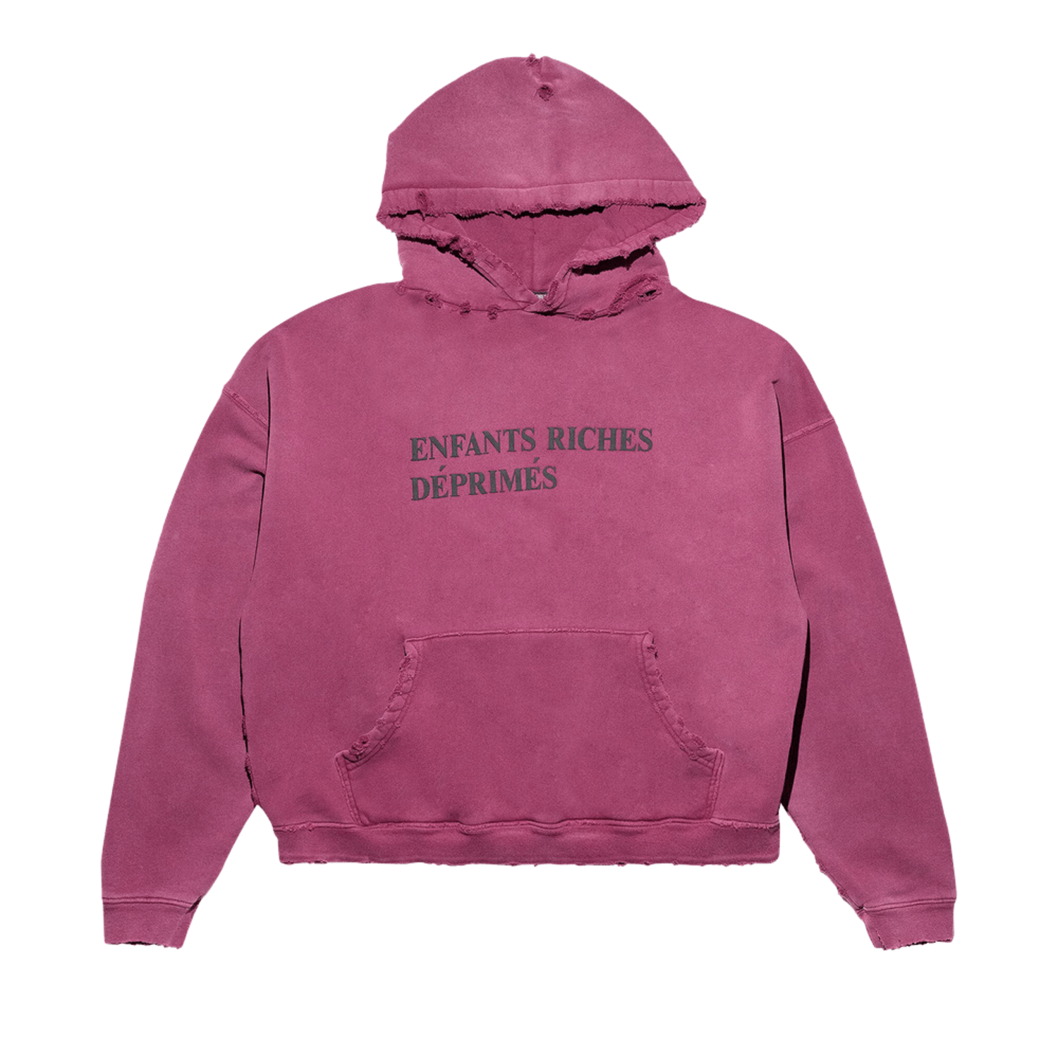 Enfants Riches Déprimés Thrashed Logo Hoodie 'Worn Burgundy/Black'