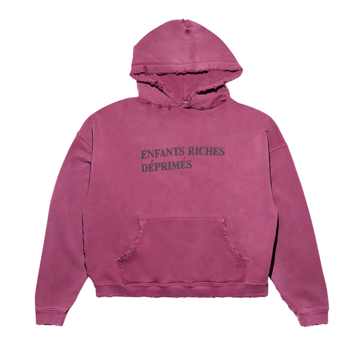 Enfants Riches Déprimés Thrashed Logo Hoodie Worn Burgundy/Black