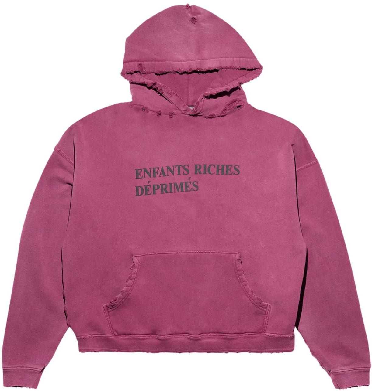 Enfants Riches Déprimés Thrashed Logo Hoodie 'Worn Burgundy/Black'