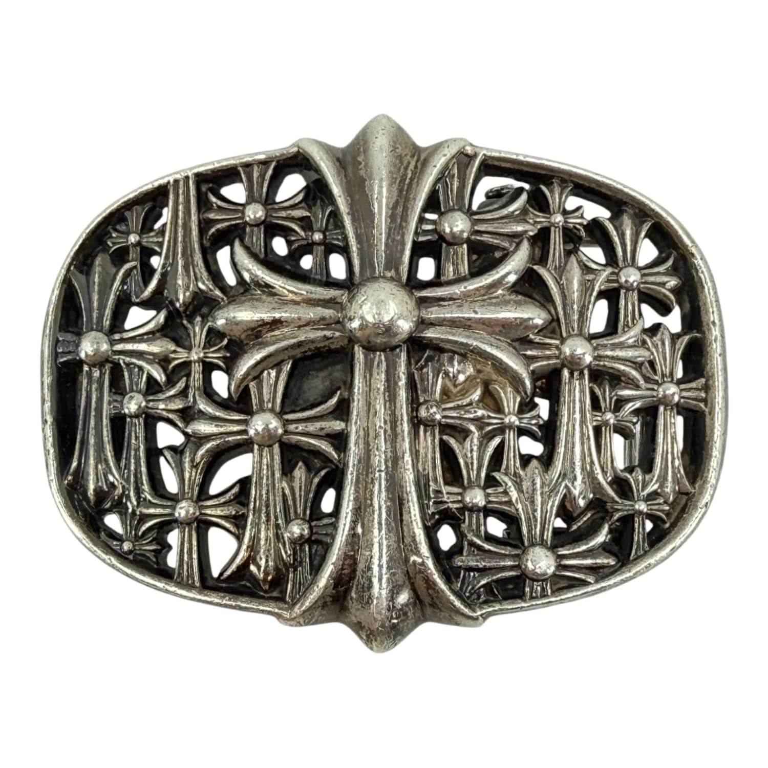 Chrome Hearts Silver Cemetery Cross Belt Buckle
