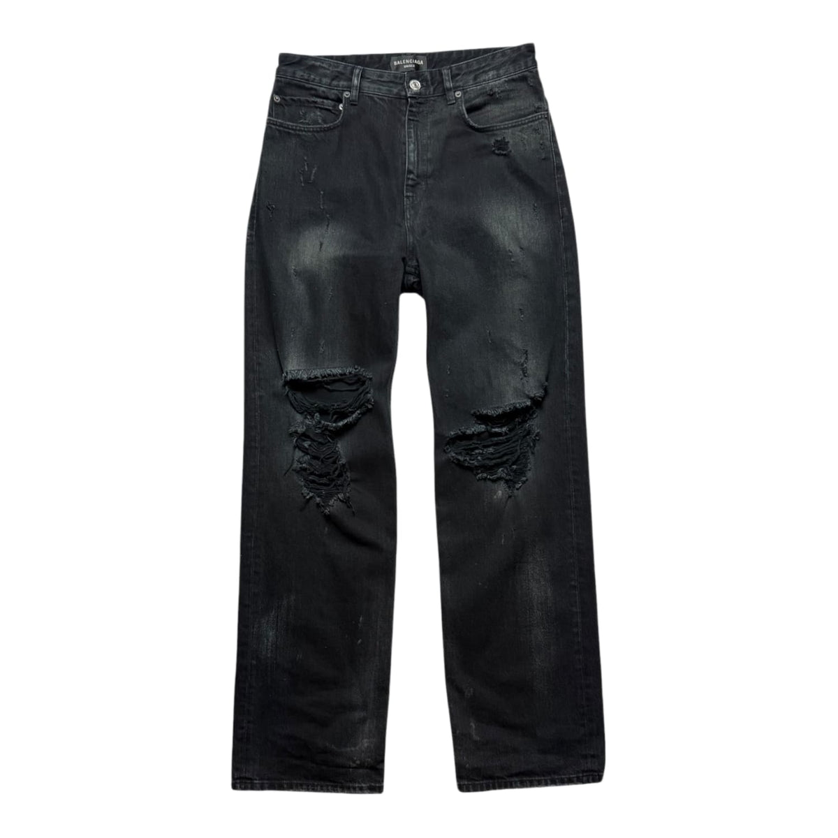 Balenciaga Distressed Mud Wash Black Jeans