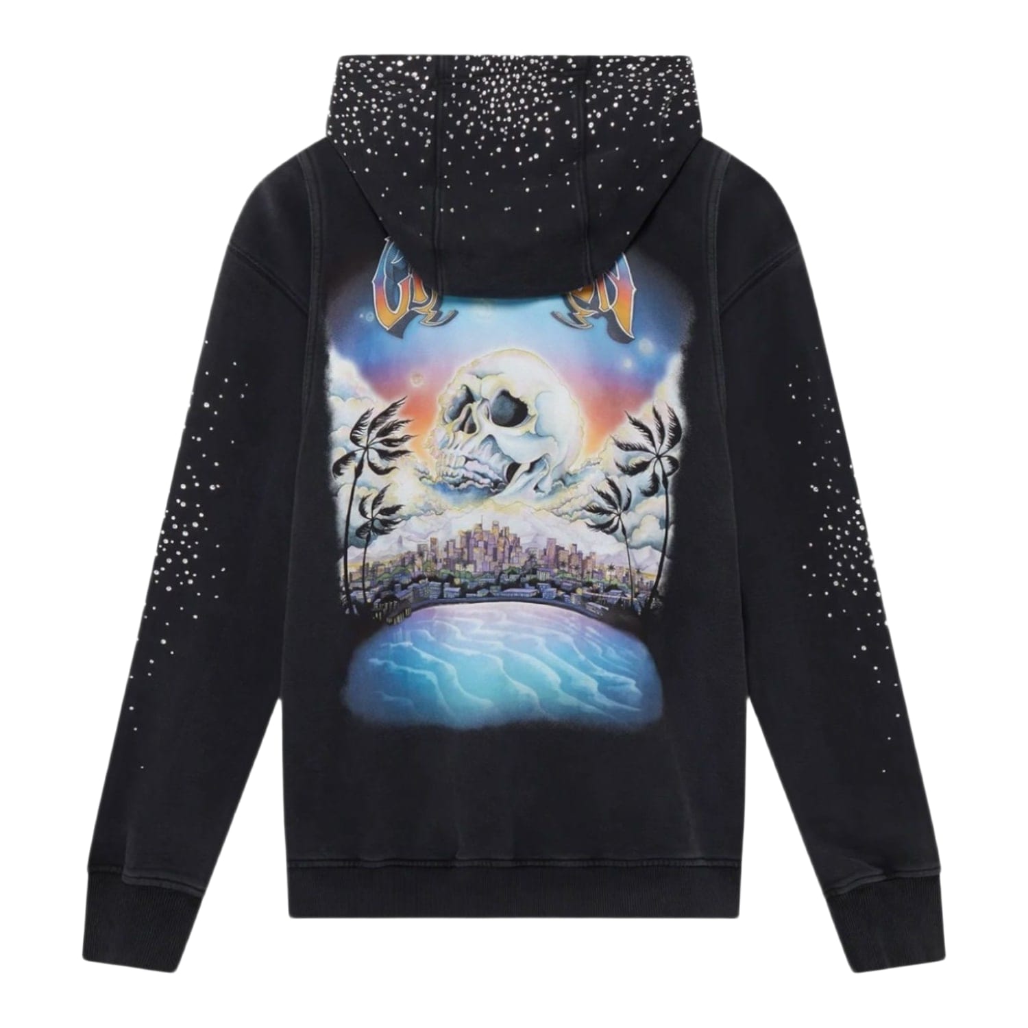 Casablanca La Prémonition Crystal Embellished Zip Hooded Sweatshirt