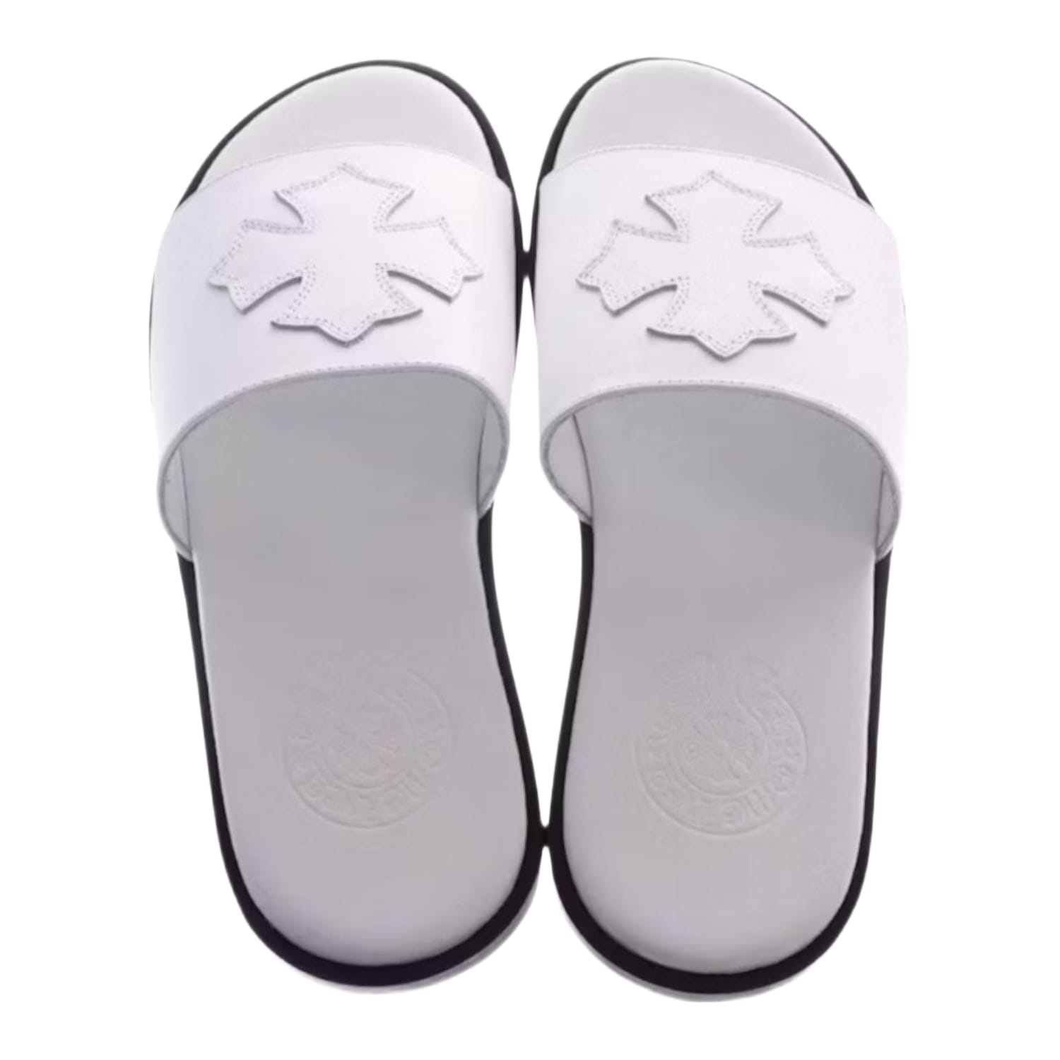 Chrome Hearts Leather Slides White