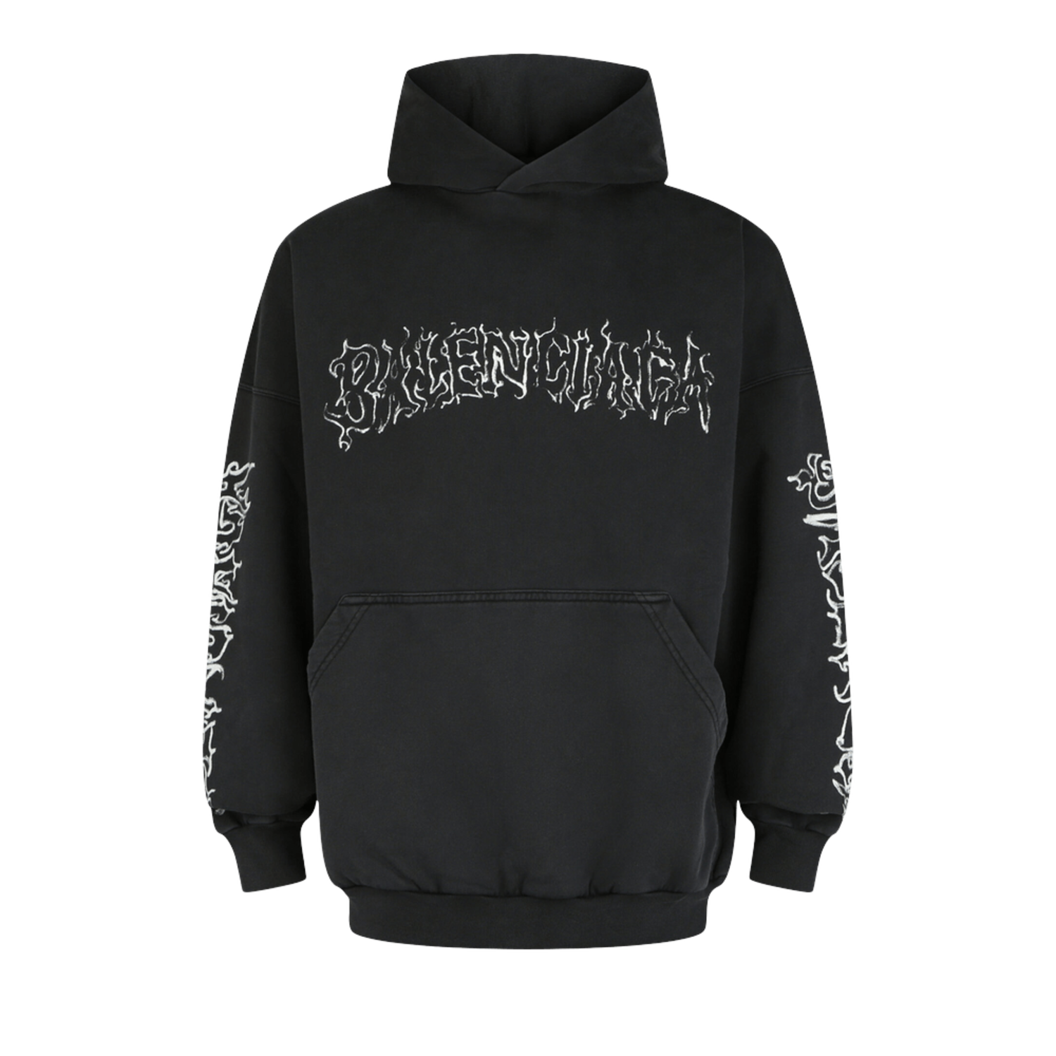 Balenciaga DIY Metal Logo Hoodie Faded Black/White