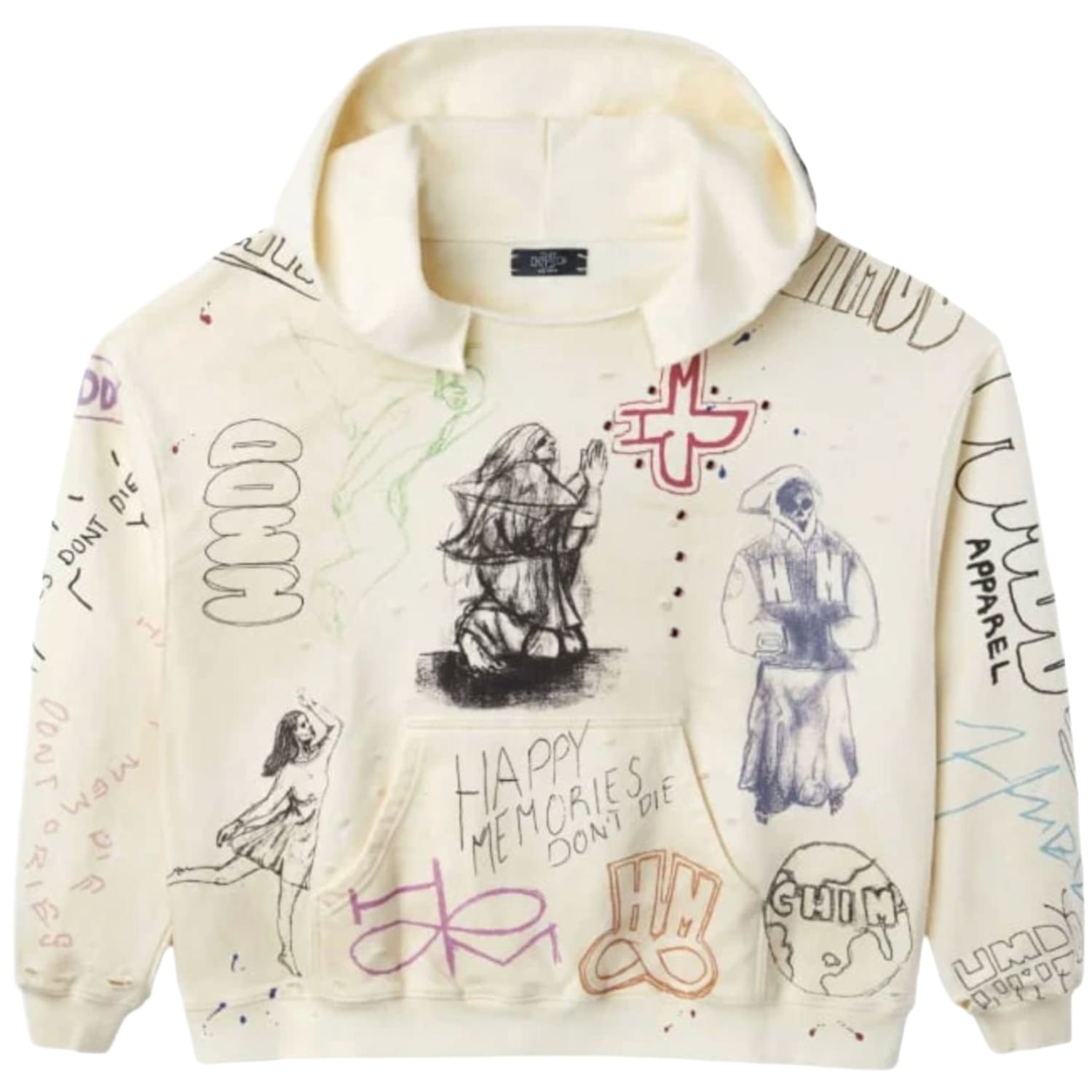 Happy Memories Don't Die HMDD Sketch Hoodie Cream