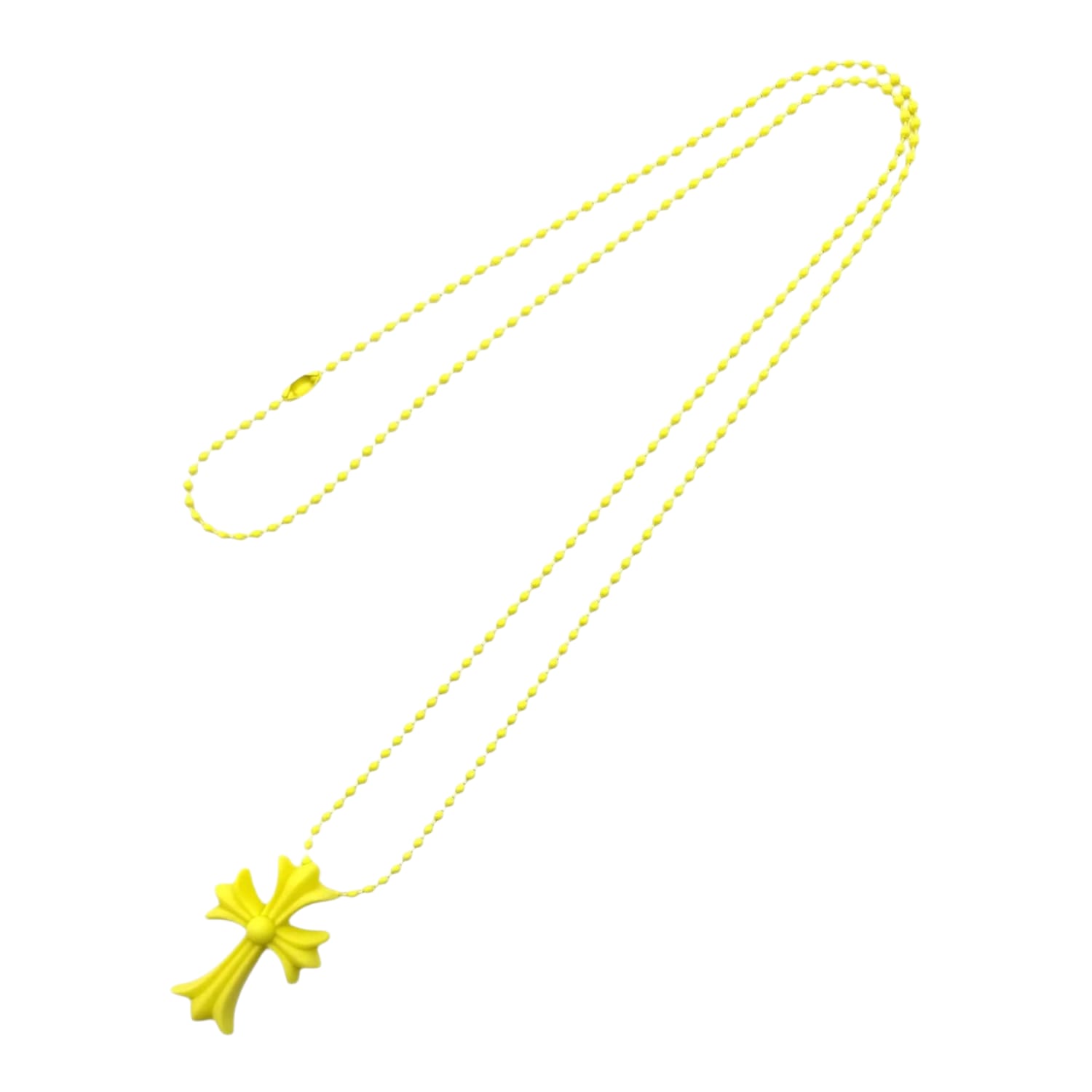 Chrome Hearts Silichrome Yellow Cross Necklace