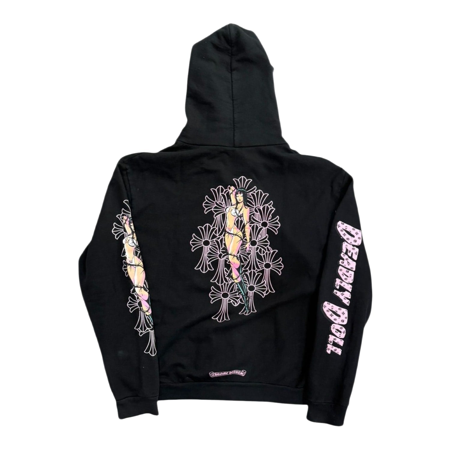 Chrome Hearts Deadly Doll Pink Cross Scroll Logo Zip Up Hoodie