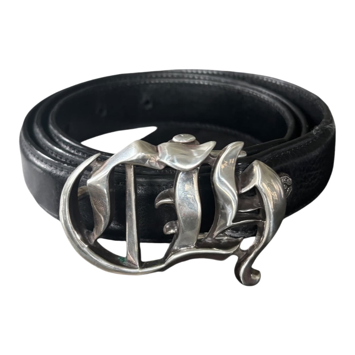 Chrome Hearts 1 Inch Silver CH Leather Belt Black