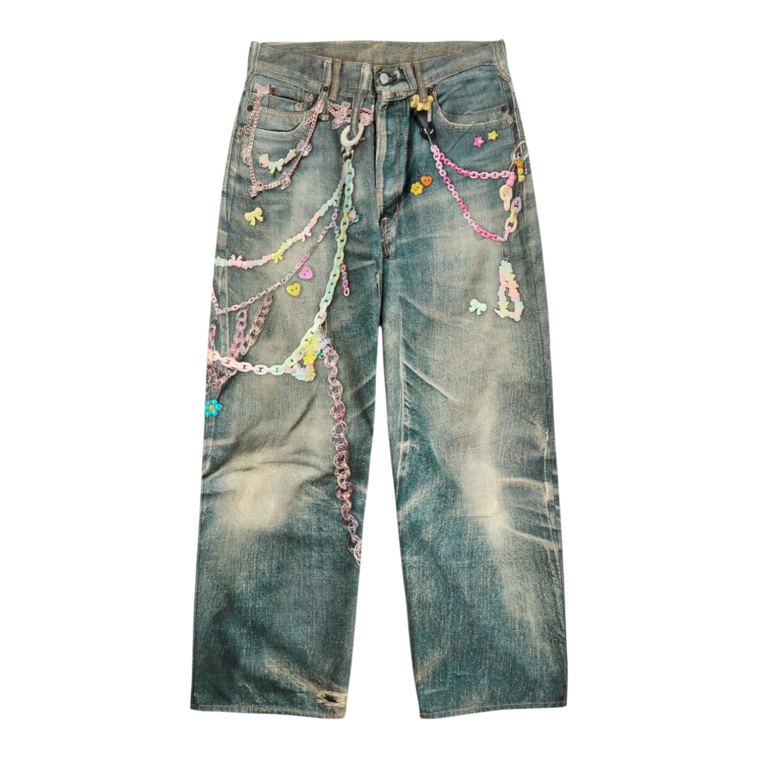 Acne Studios Printed Wide leg Jeans Mid Blu