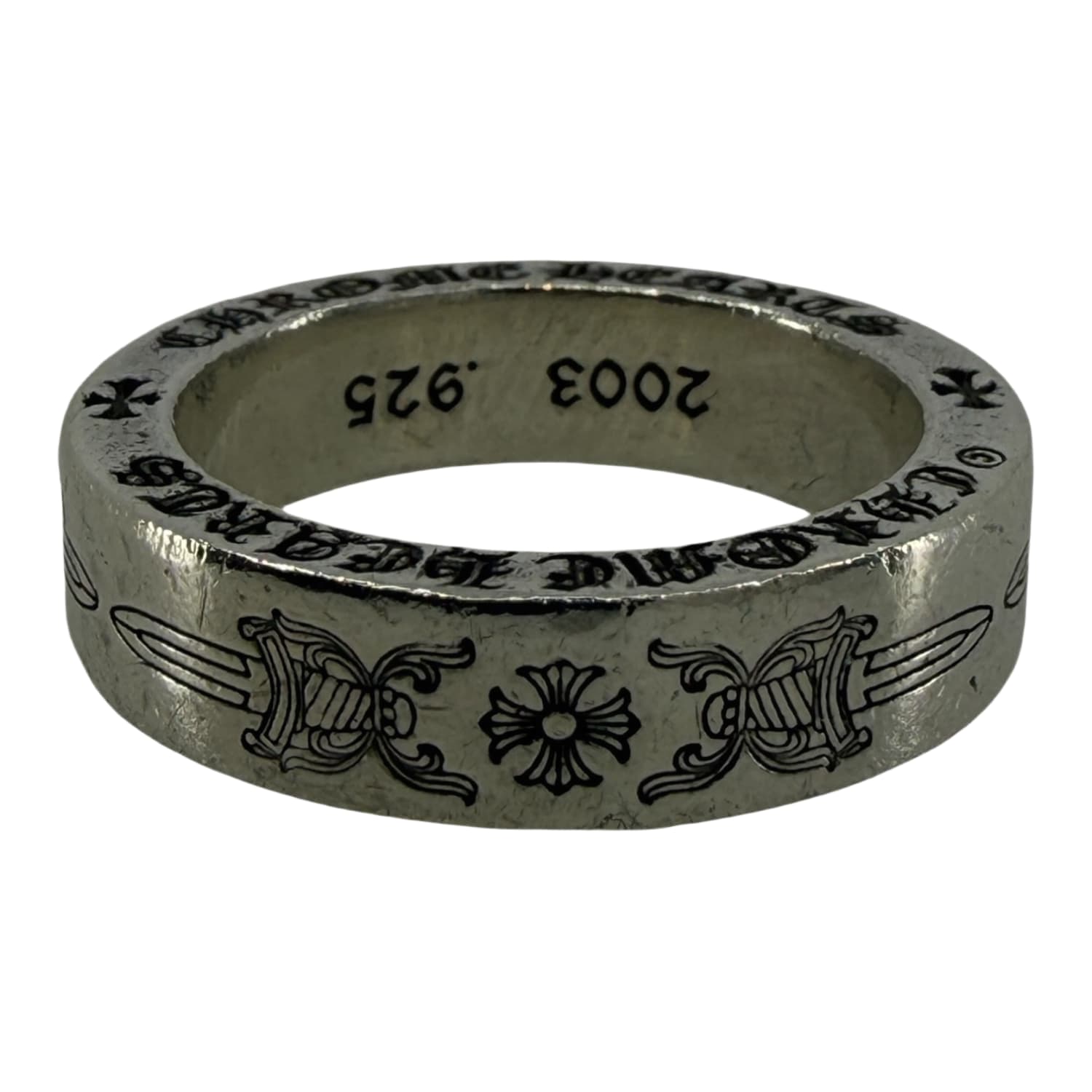 Chrome Hearts Silver Dagger Spacer Ring - US Size 9