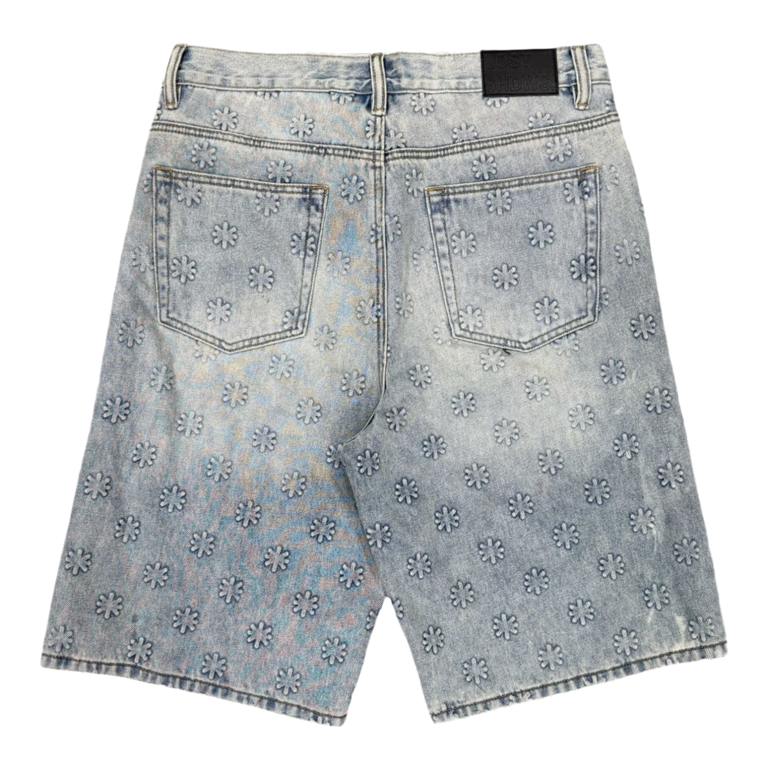 LostShdws Embossed Jean Shorts Blue