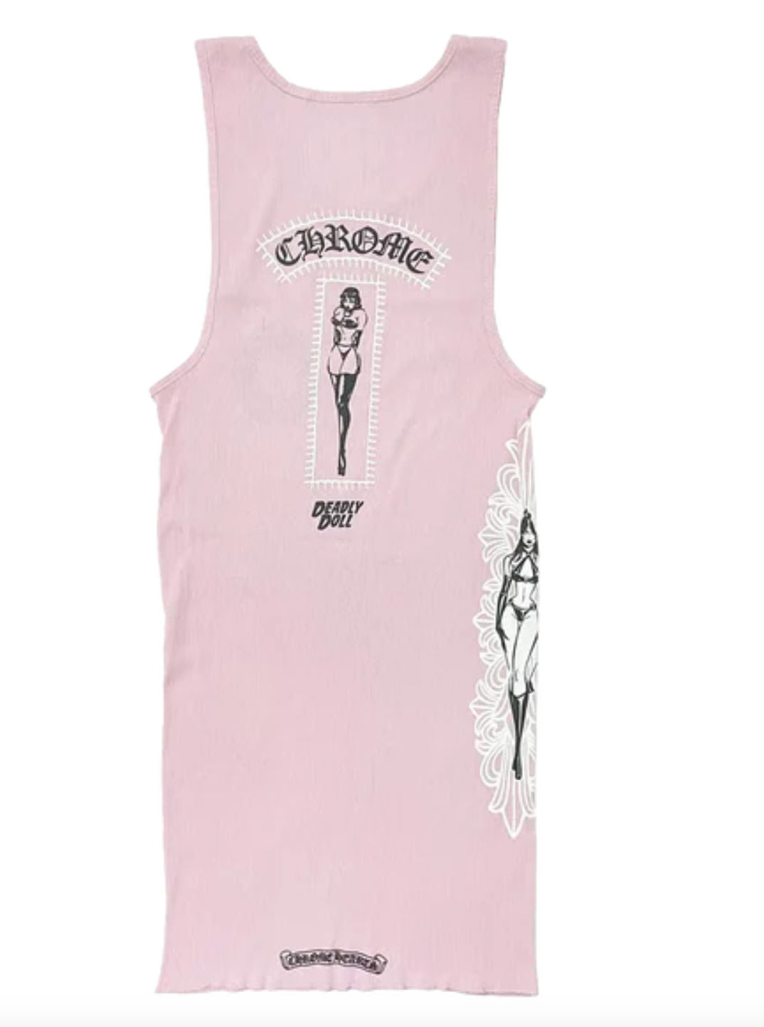 Chrome Hearts Deadly Doll Rib Art Basel Floral Pink Tank Top