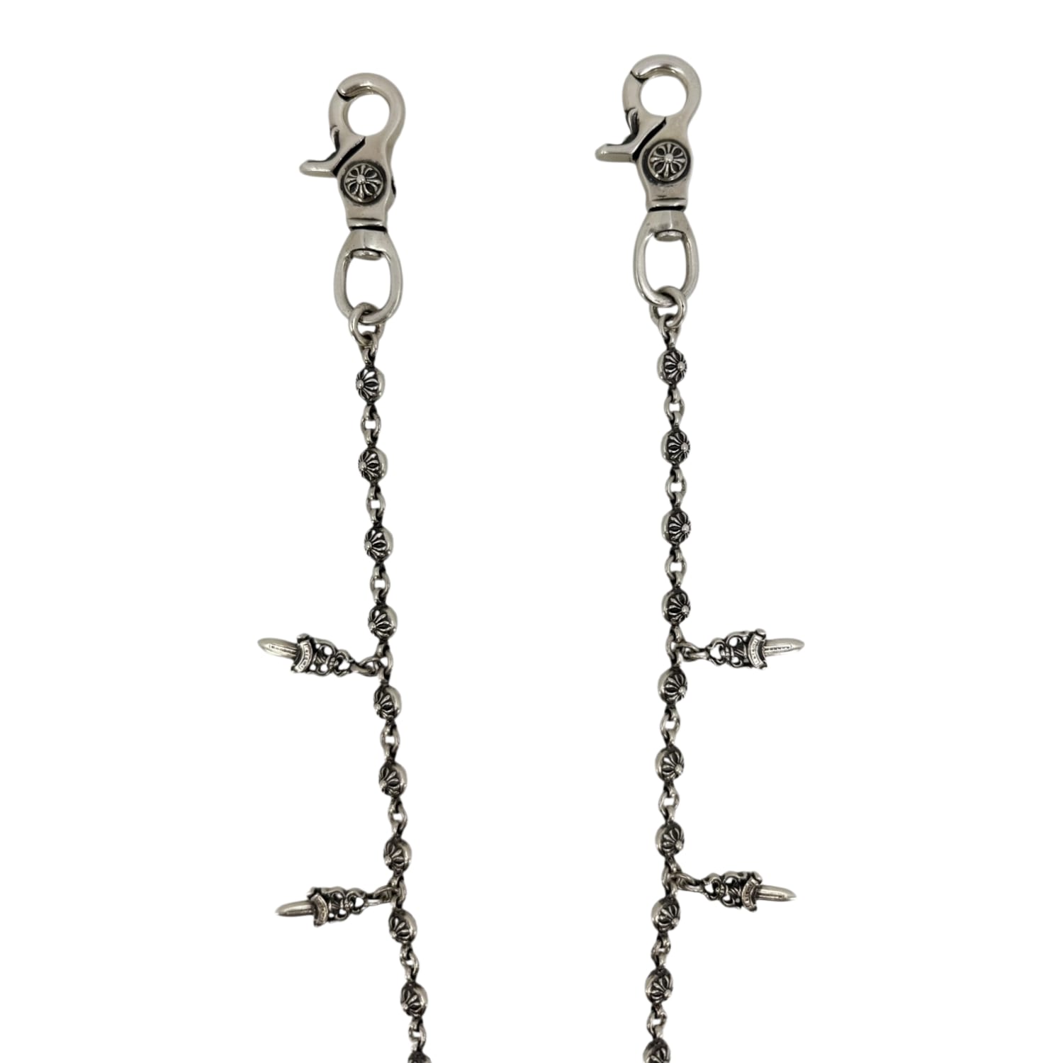 Chrome Hearts Silver Dagger Crossball Wallet Chain