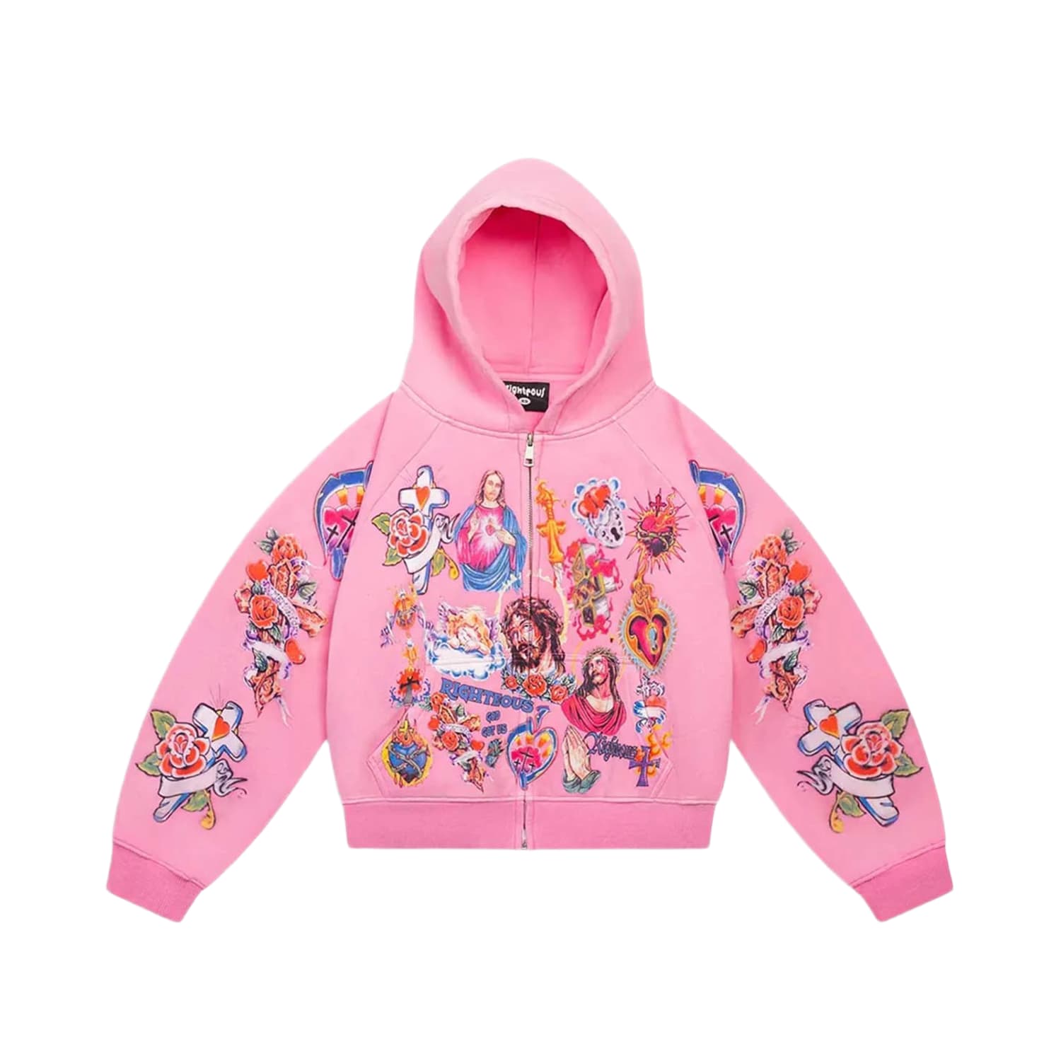 Righteous Risen King Zip Up Hoodie Pink