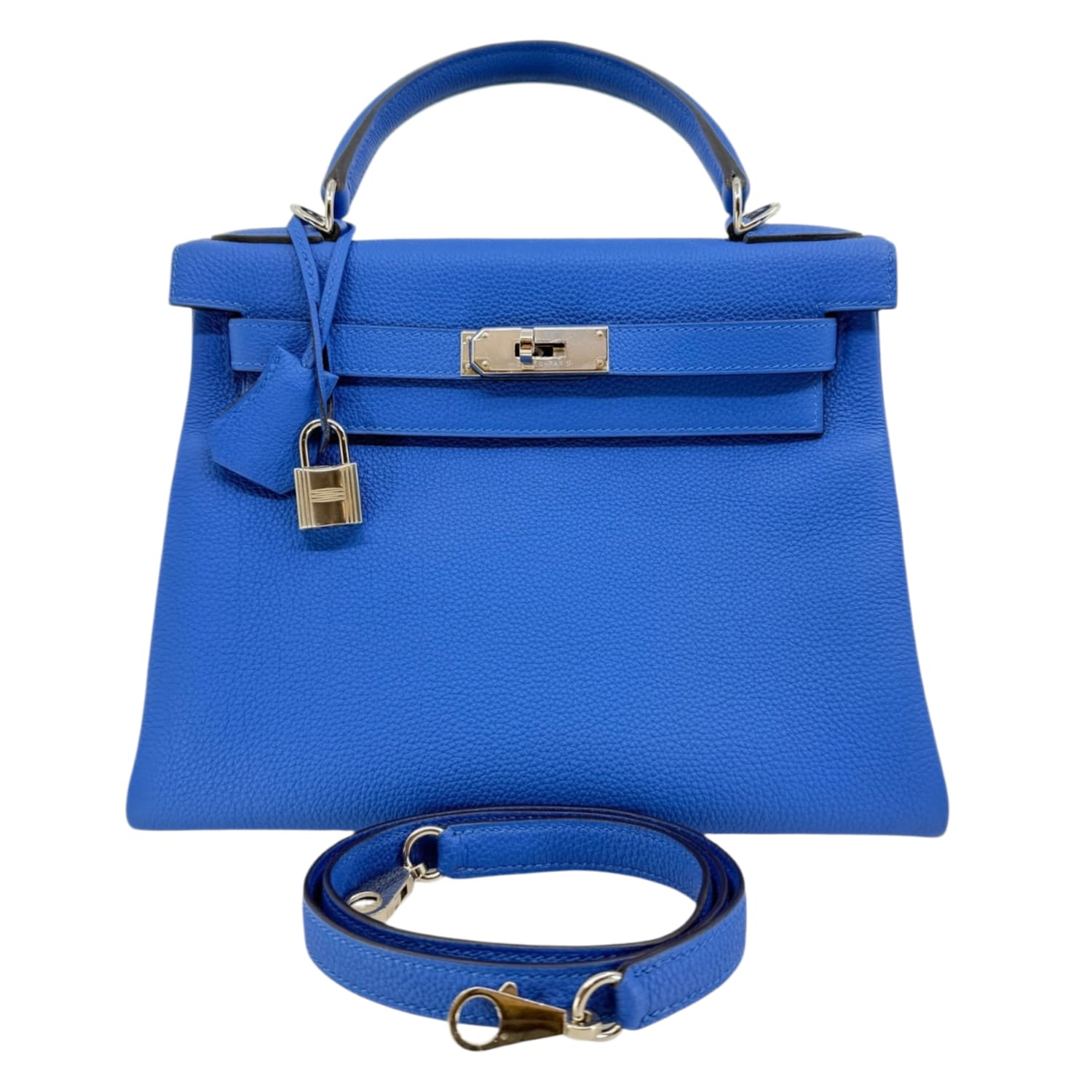 Hermes Kelly 28 Retourne Bleu Electric Togo with Palladium Hardware