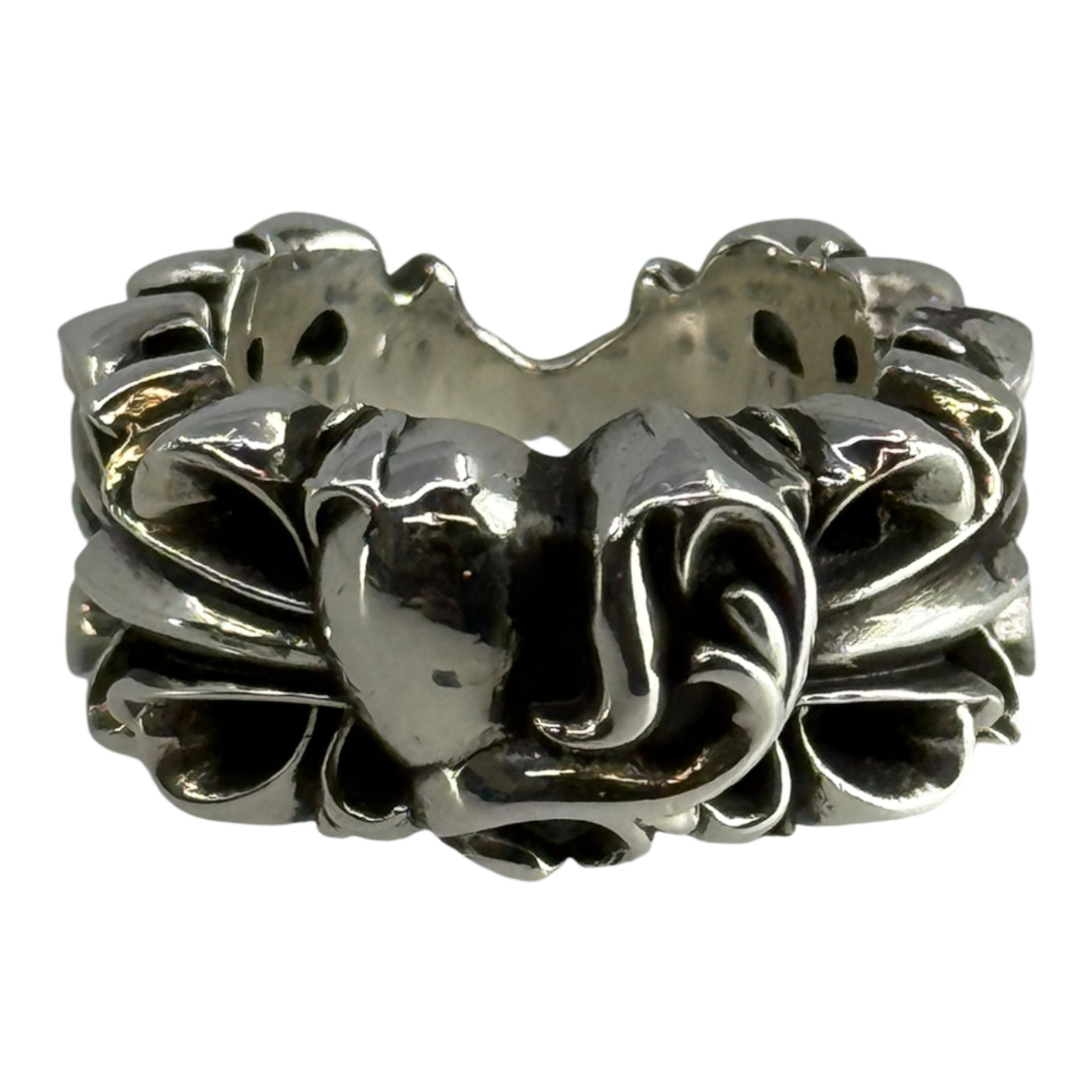 Chrome Hearts Silver Floral Heart Ring - US Size 5