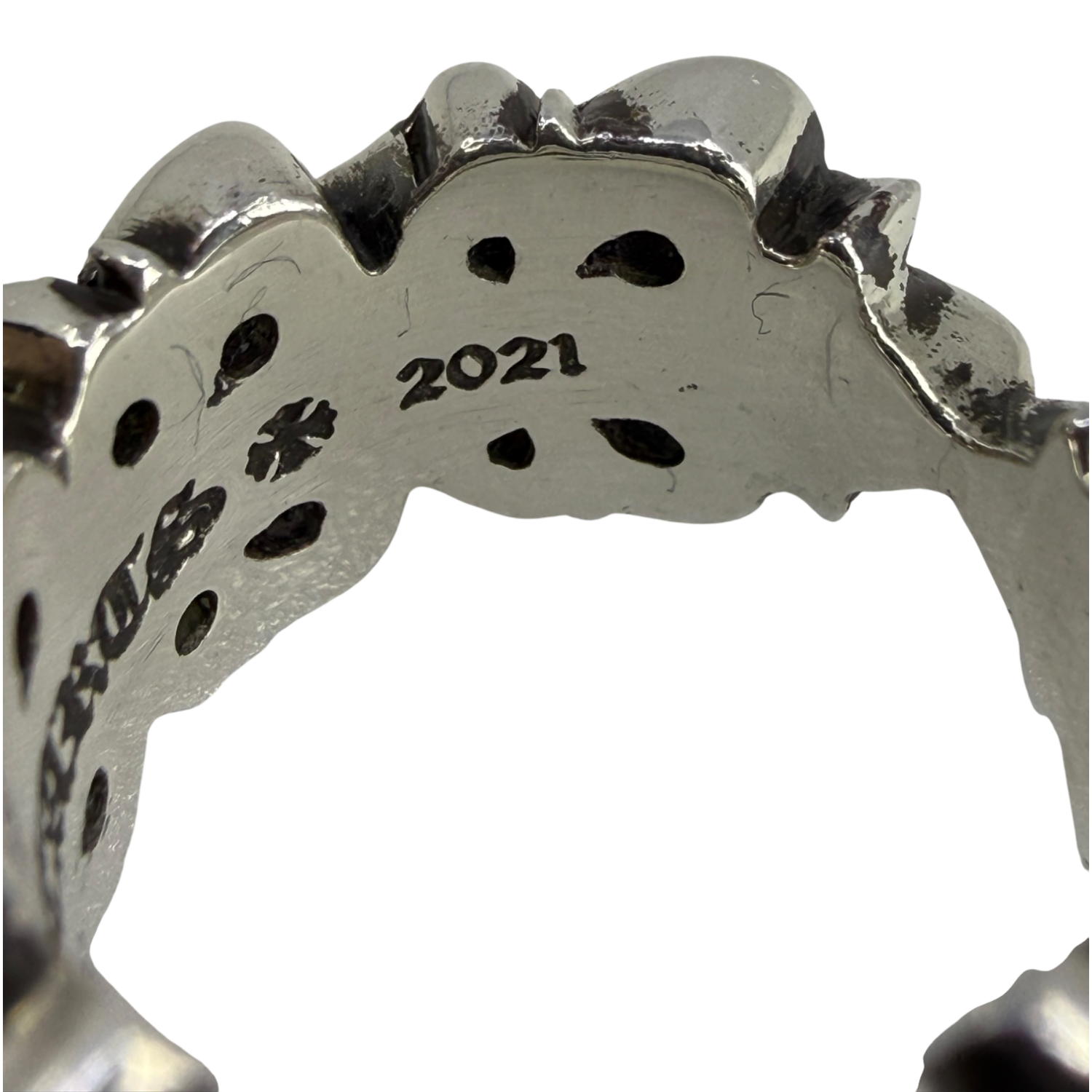 Chrome Hearts Silver Floral Heart Ring - US Size 5