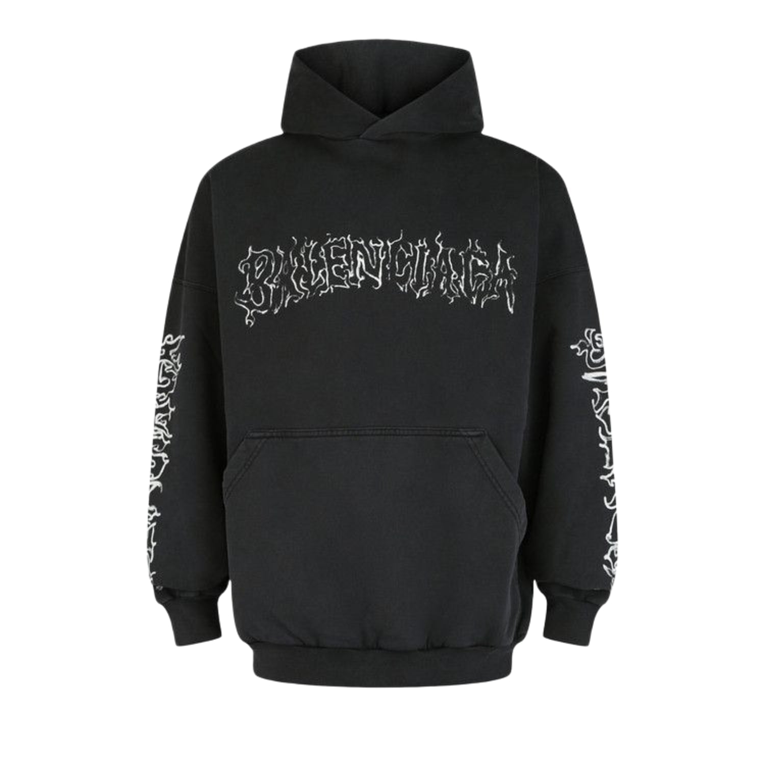 Balenciaga DIY Metal Logo Hoodie Faded Black/White