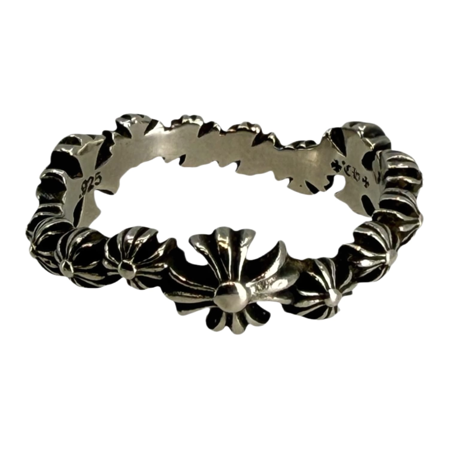 Chrome Hearts Silver Plus Wave Ring - US Size 7