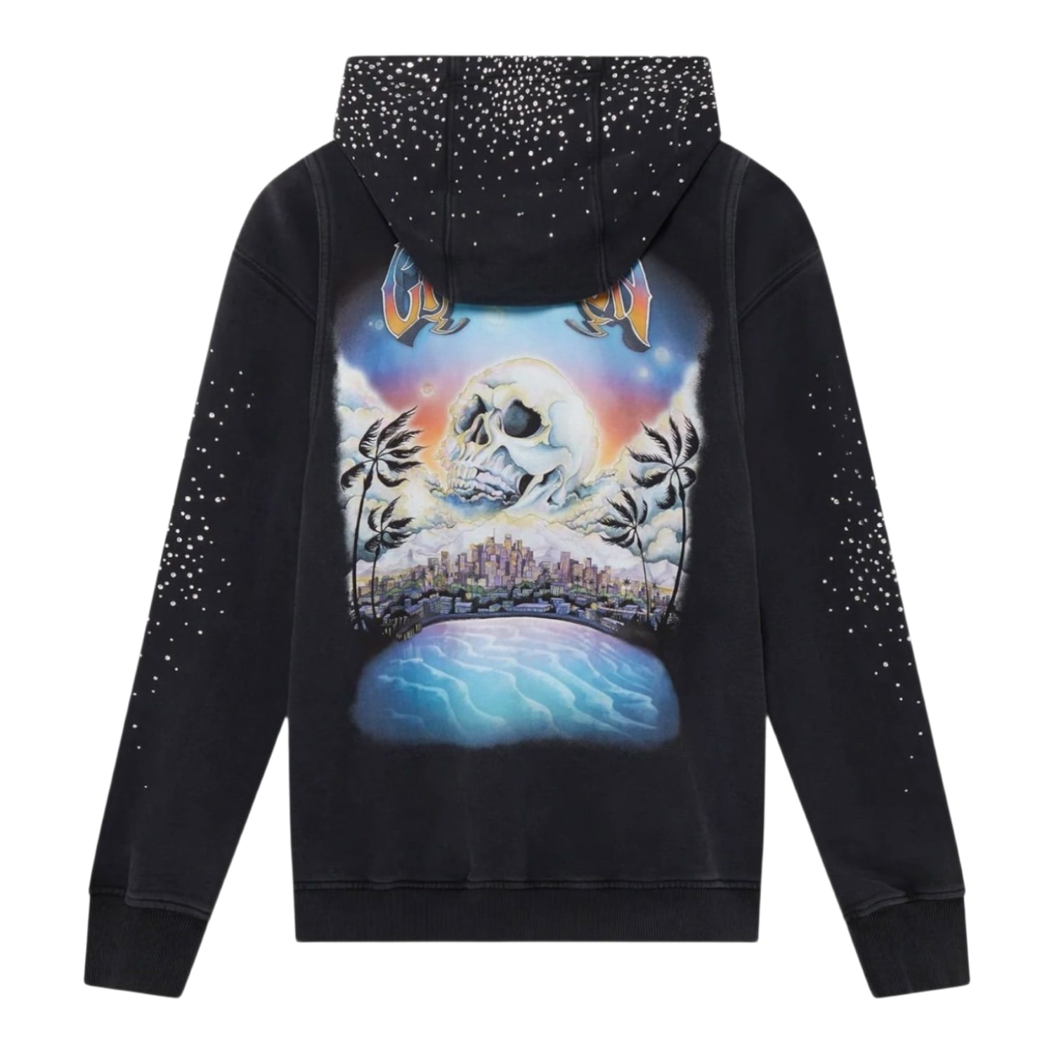 Casablanca La Prémonition Crystal Embellished Zip Hooded Sweatshirt