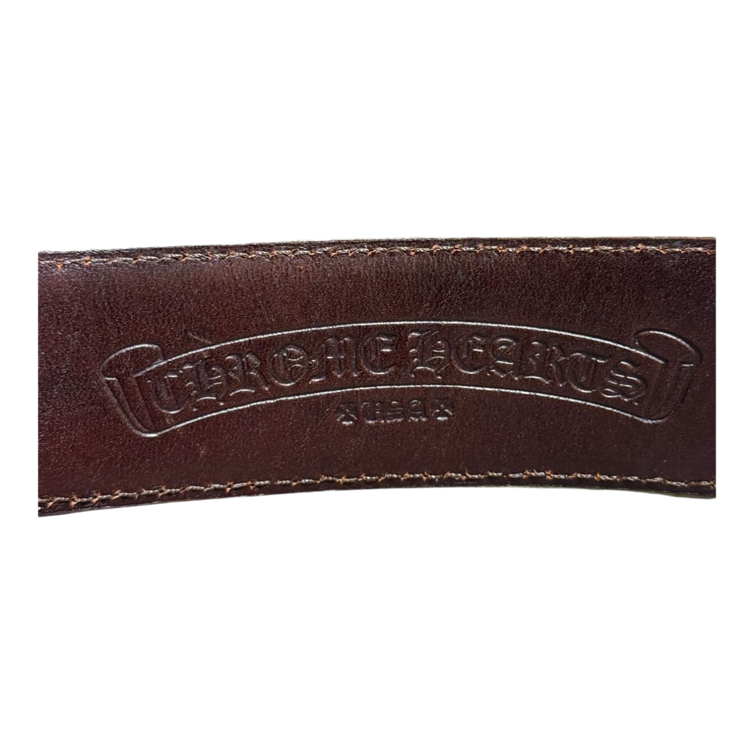 Chrome Hearts Silver Oval Cross Jumbo Brown Belt