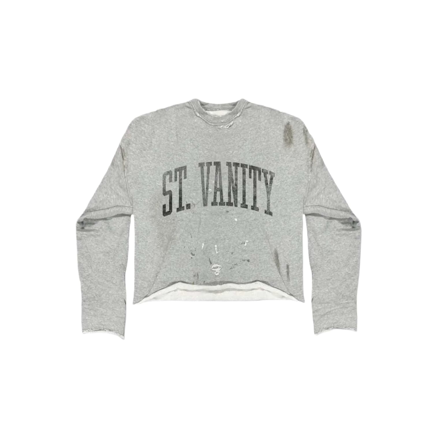 Saint Vanity Black Badgers Distressed Crewneck Grey