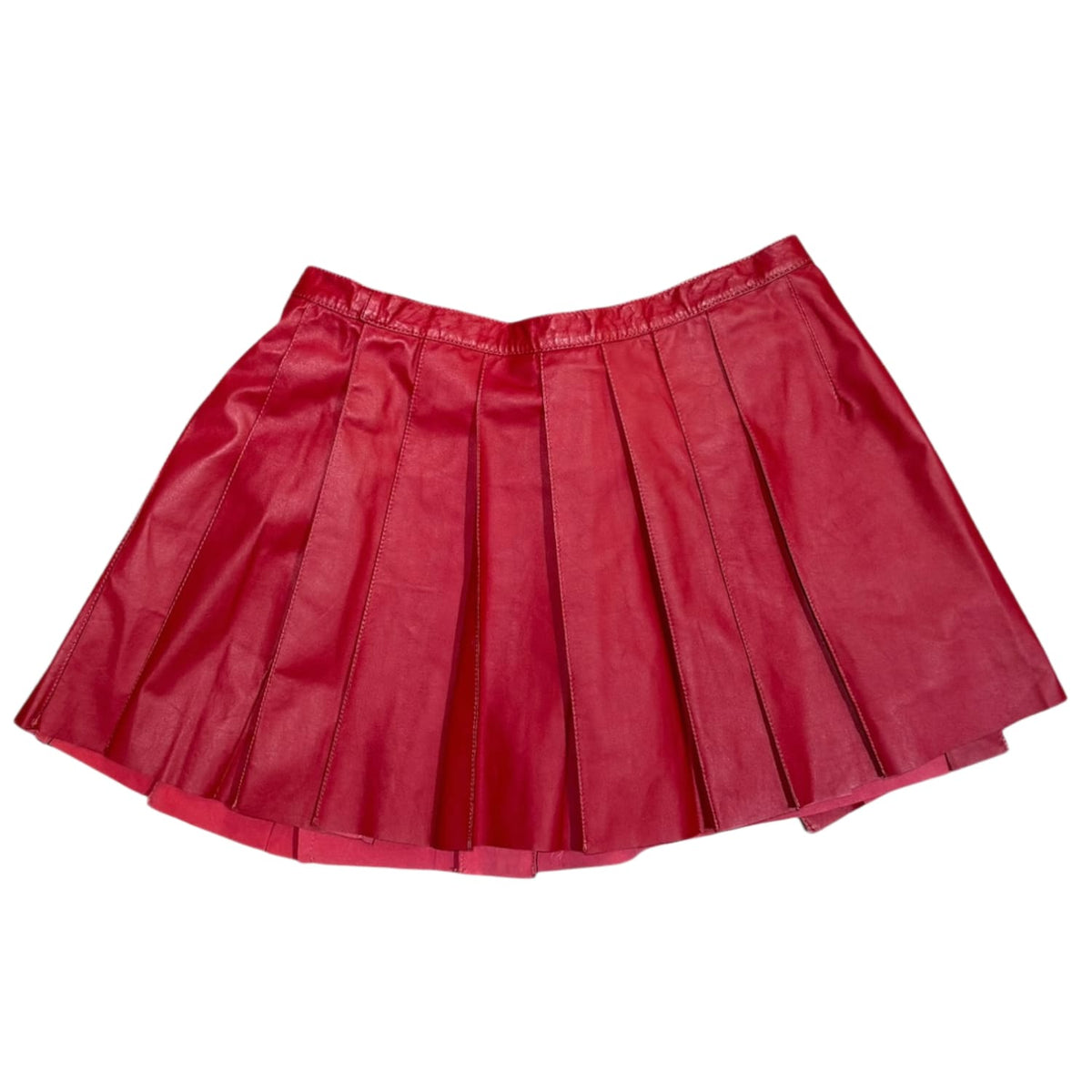 Chrome Hearts Leather Mini Skirt Red