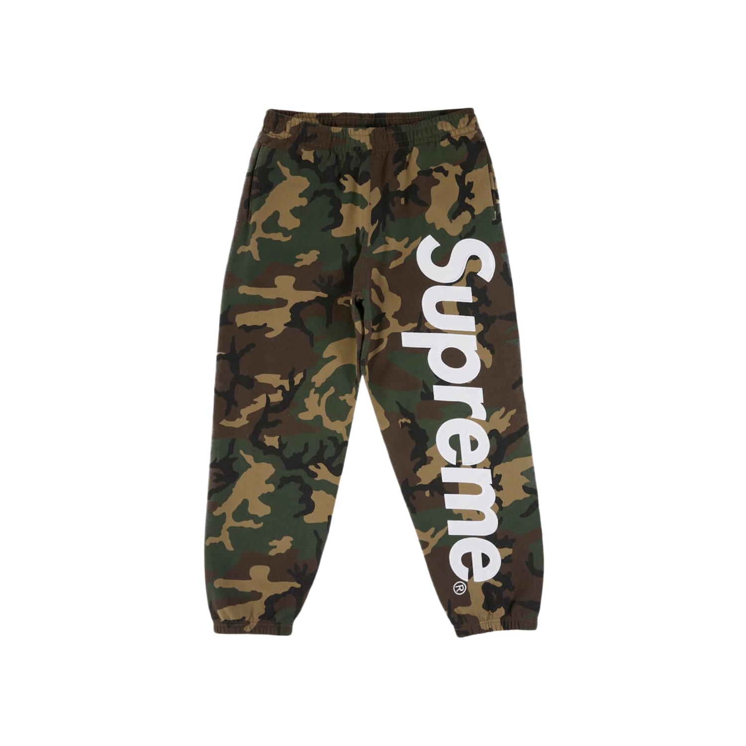 Supreme Satin Applique Sweatpant (SS26) Woodland Camo