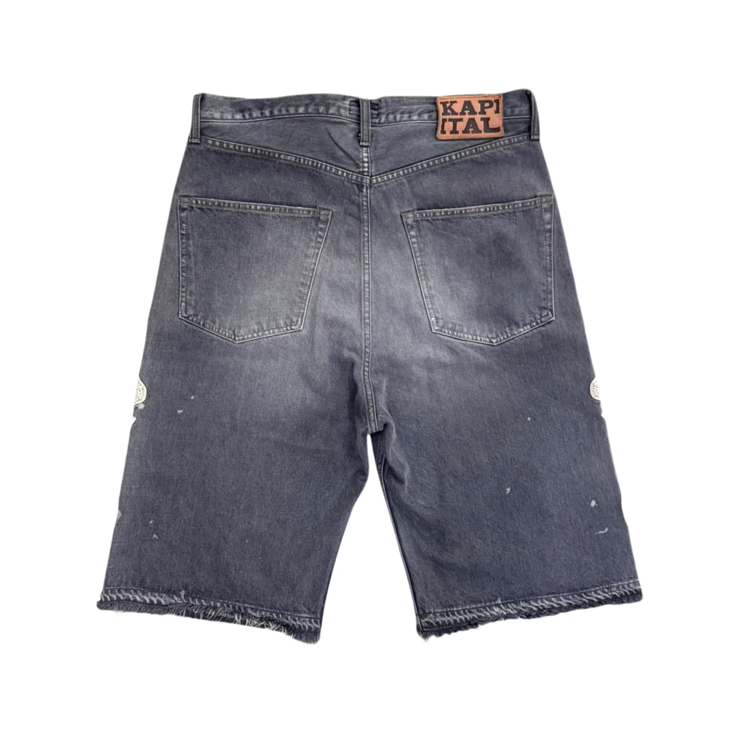 Kapital Bone Embroidered Denim Shorts Black