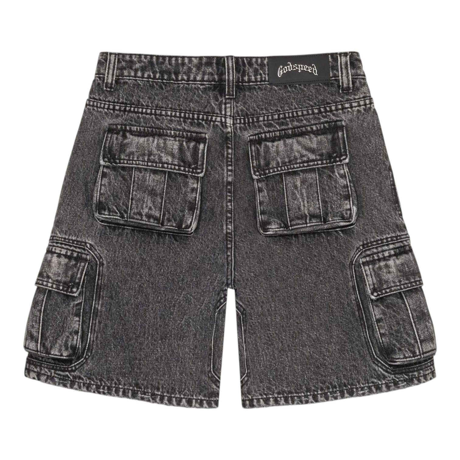 Godspeed Octagon Cargo Denim Shorts (Grey Wash)
