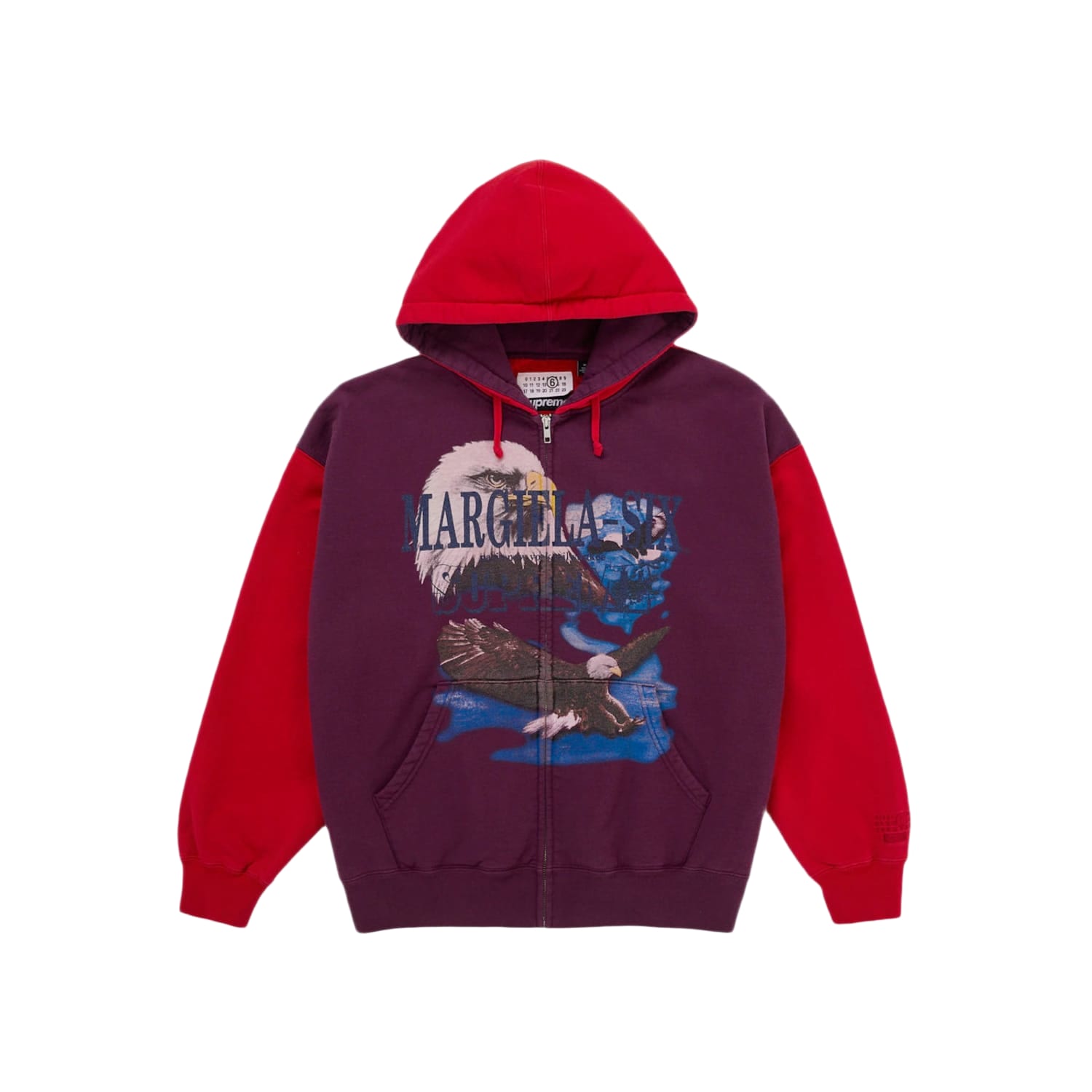 Supreme MM6 Maison Margiela Eagle Zip Up Hooded Sweatshirt Red