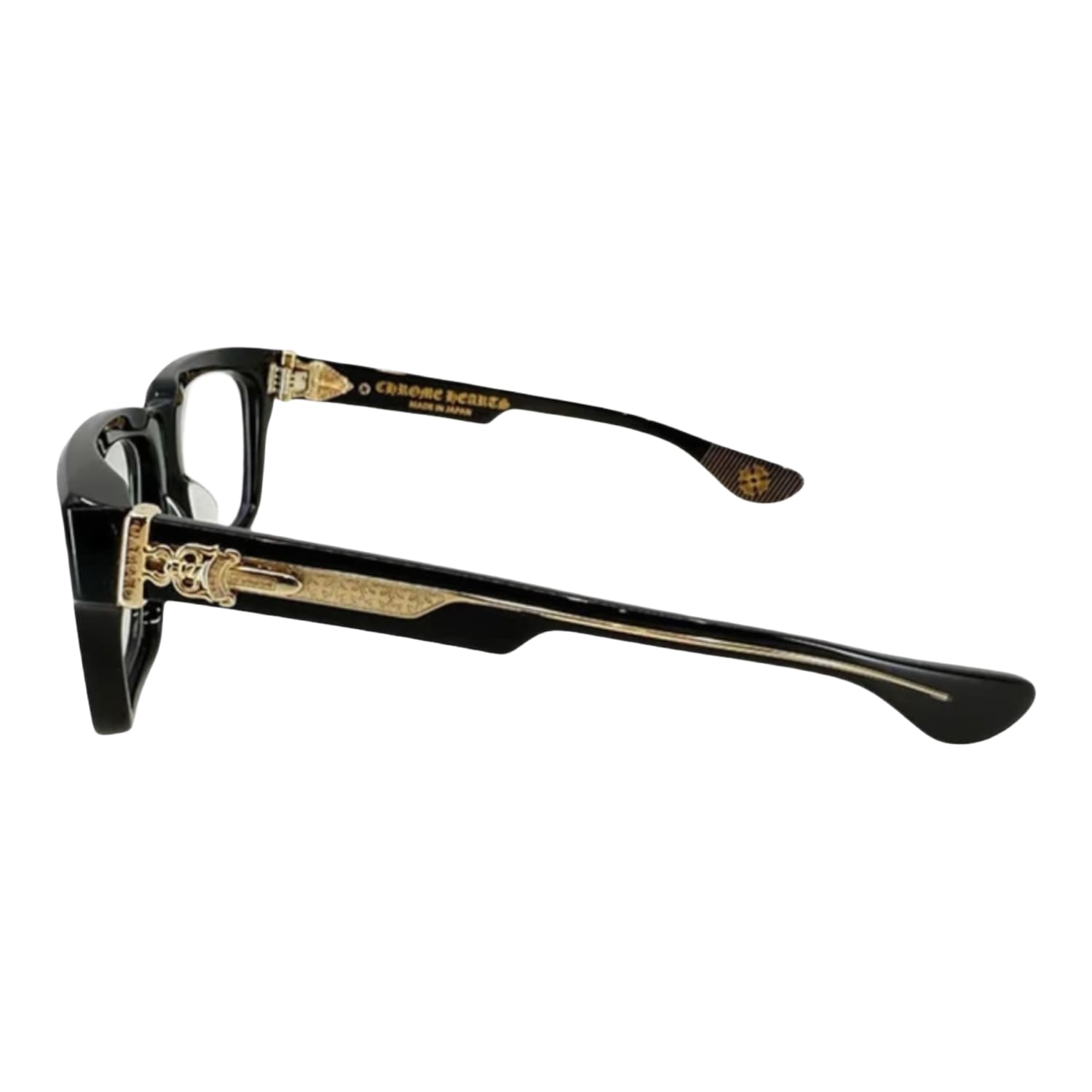 Chrome Hearts Box Officer Black/18k Gold Plated Glasses