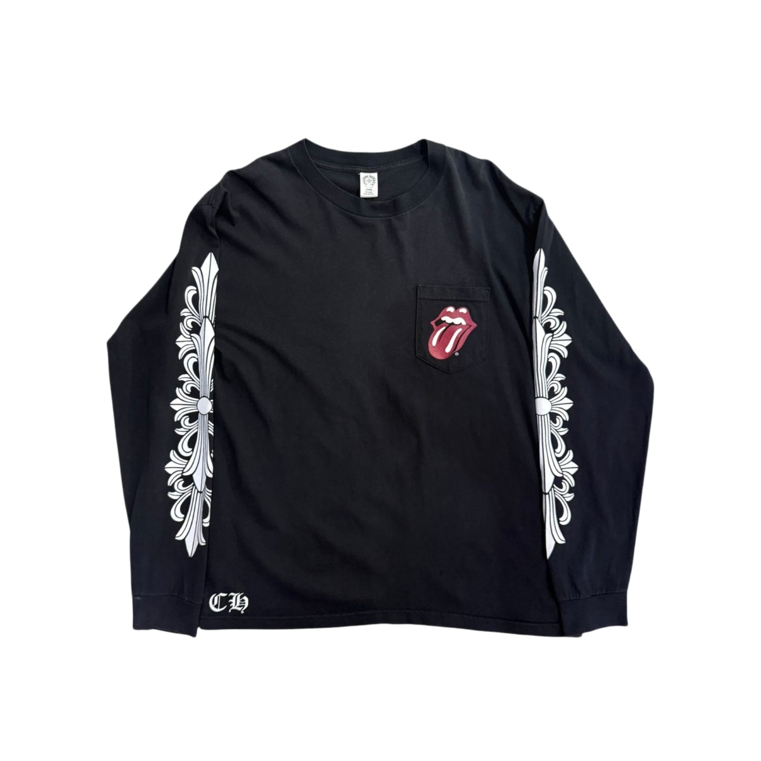 Chrome Hearts Vintage Rolling Stones Floral L/S T-Shirt Black