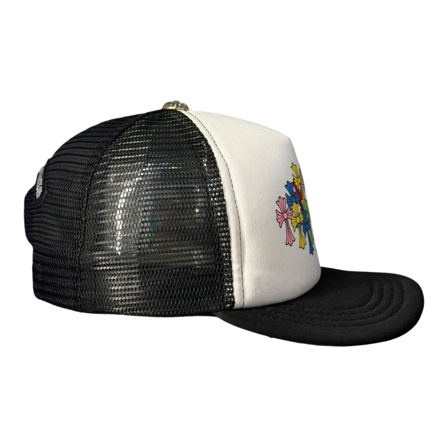 Chrome Hearts Multi Color Crosses Trucker Hat Black/White