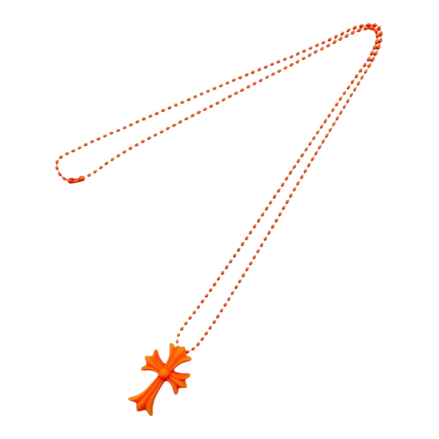Chrome Hearts Silichrome Orange Cross Necklace